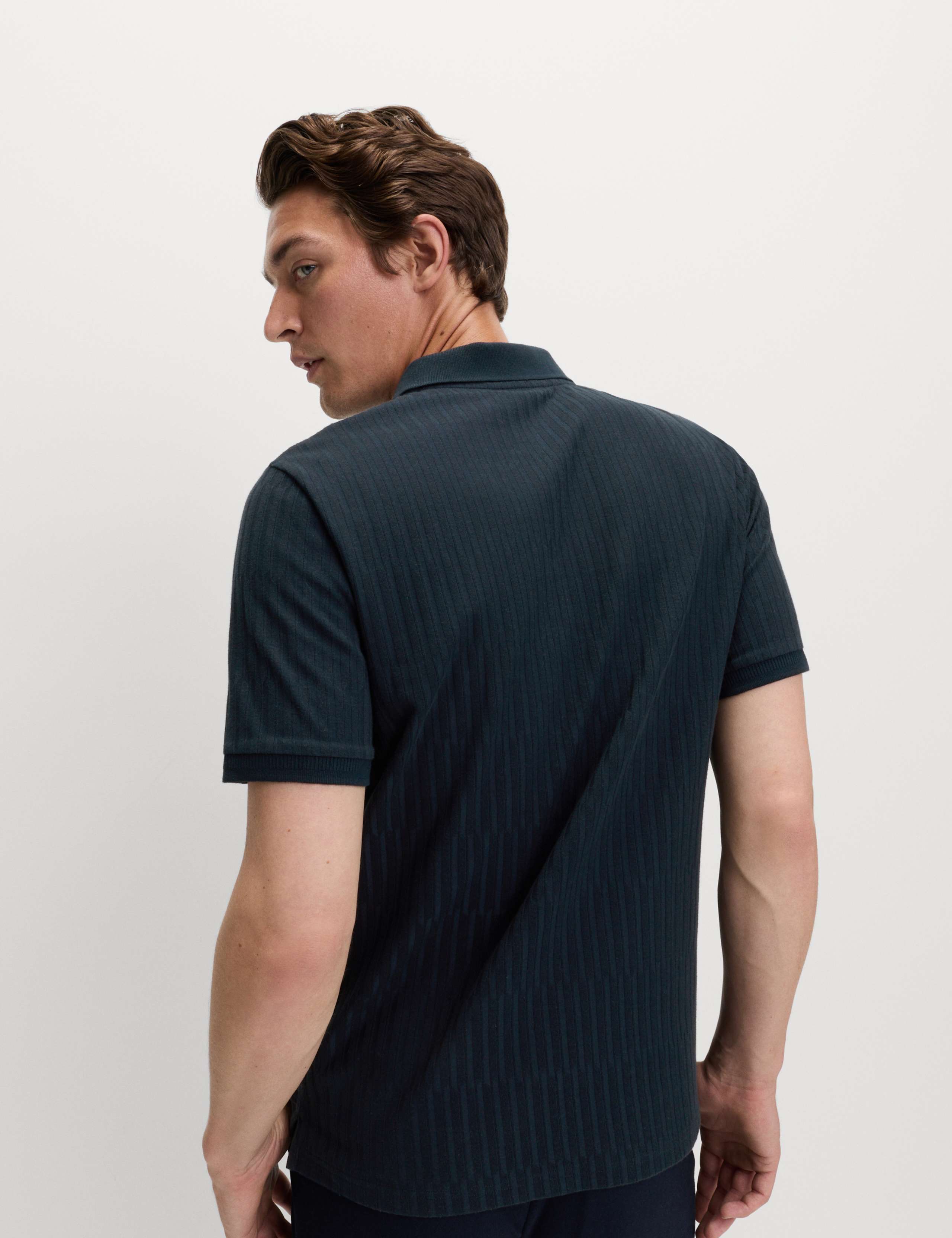 Cotton Rich Jacquard Zip Up Polo Shirt 3 of 6