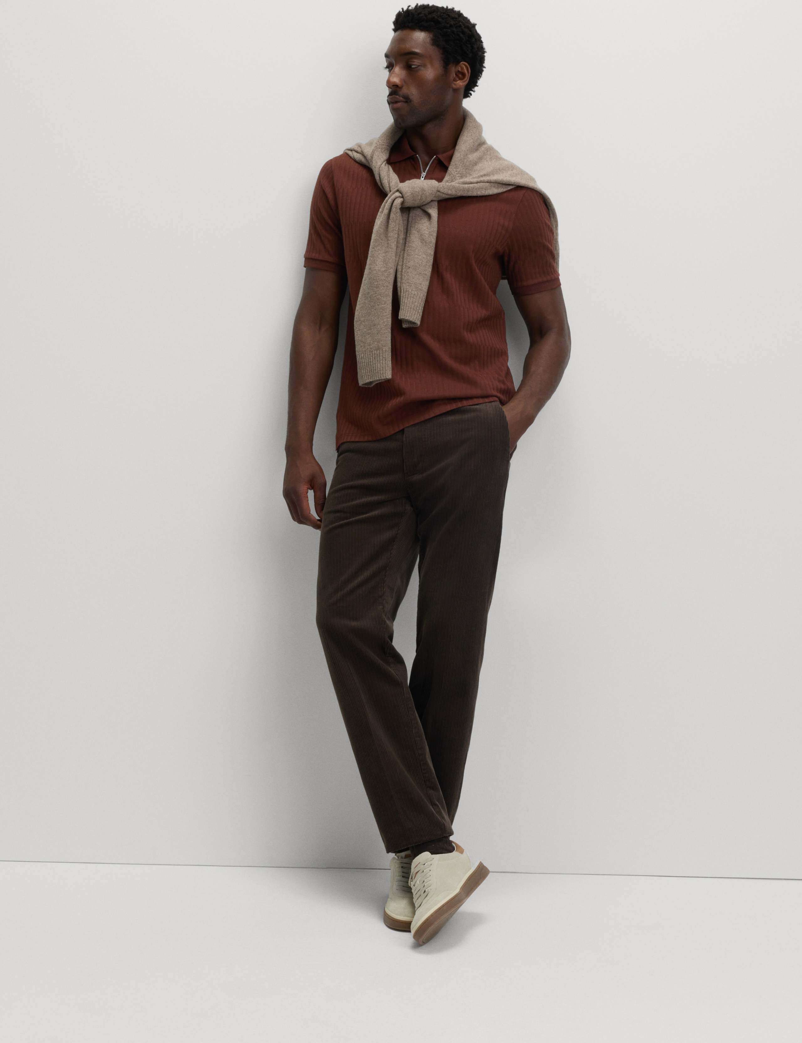 Cotton Rich Jacquard Zip Up Polo Shirt 5 of 5