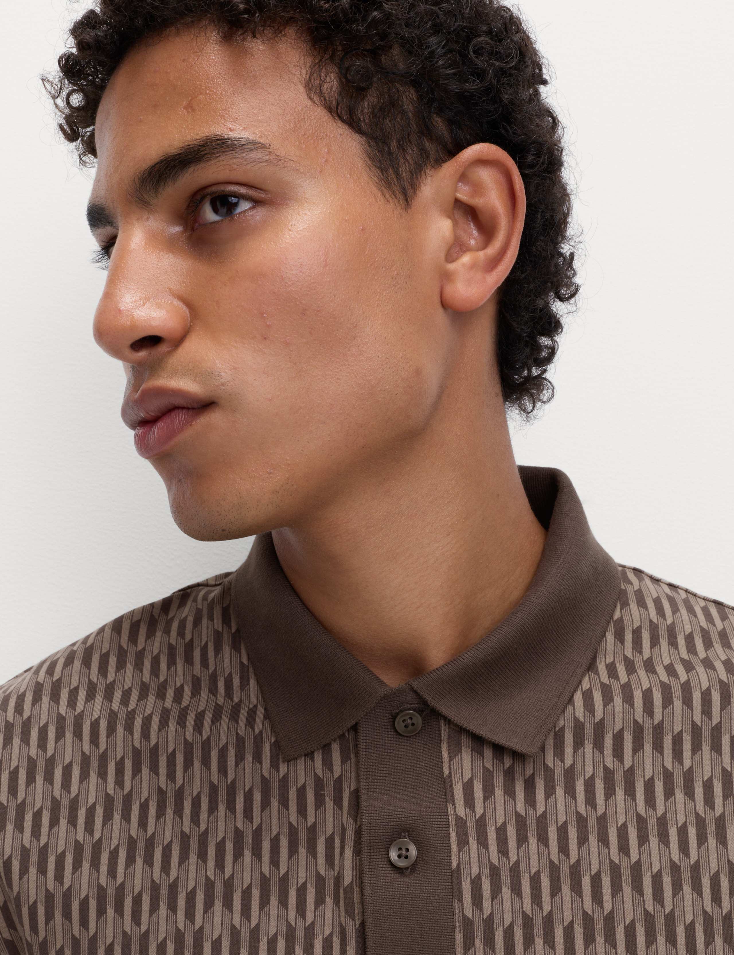 Pure Cotton Geometric Print Polo 3 of 5