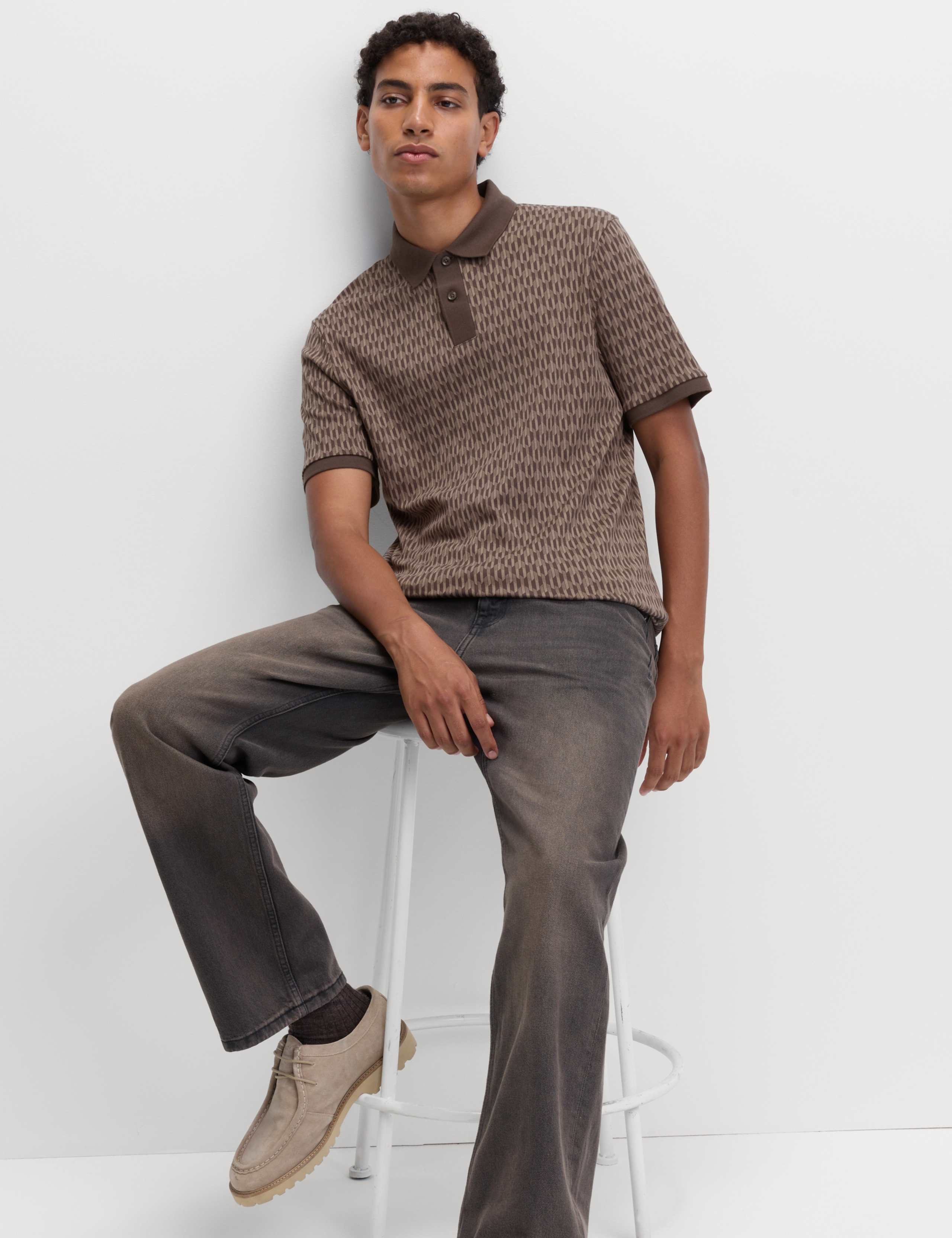 Pure Cotton Geometric Print Polo 5 of 5