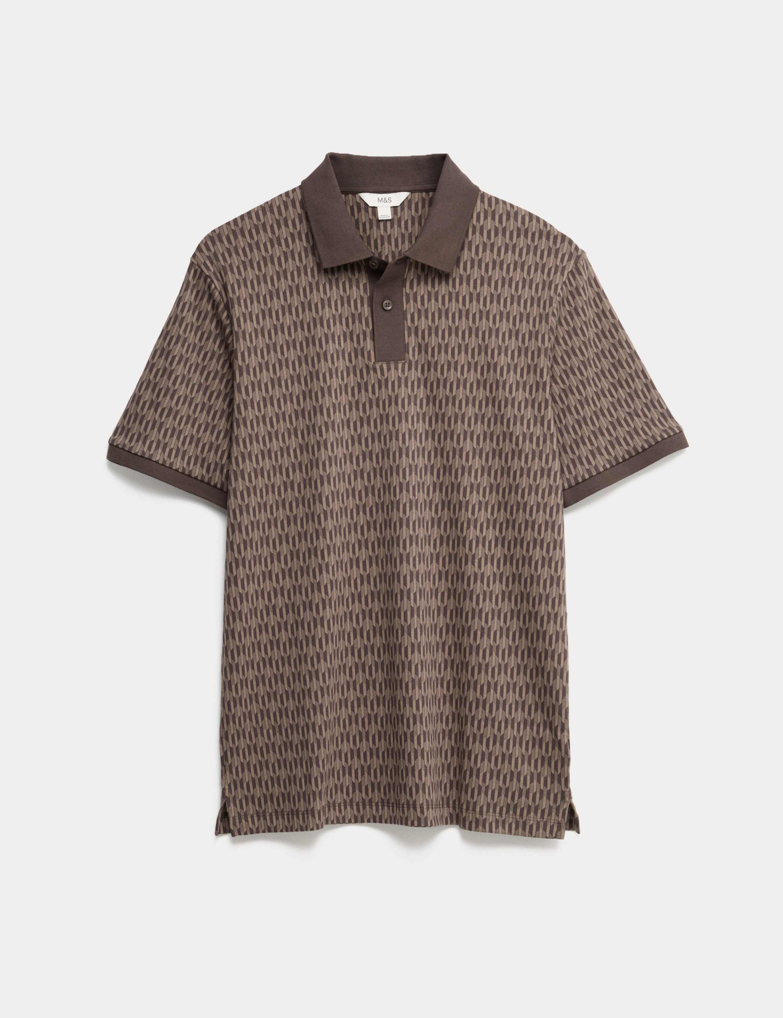 Pure Cotton Geometric Print Polo 2 of 5