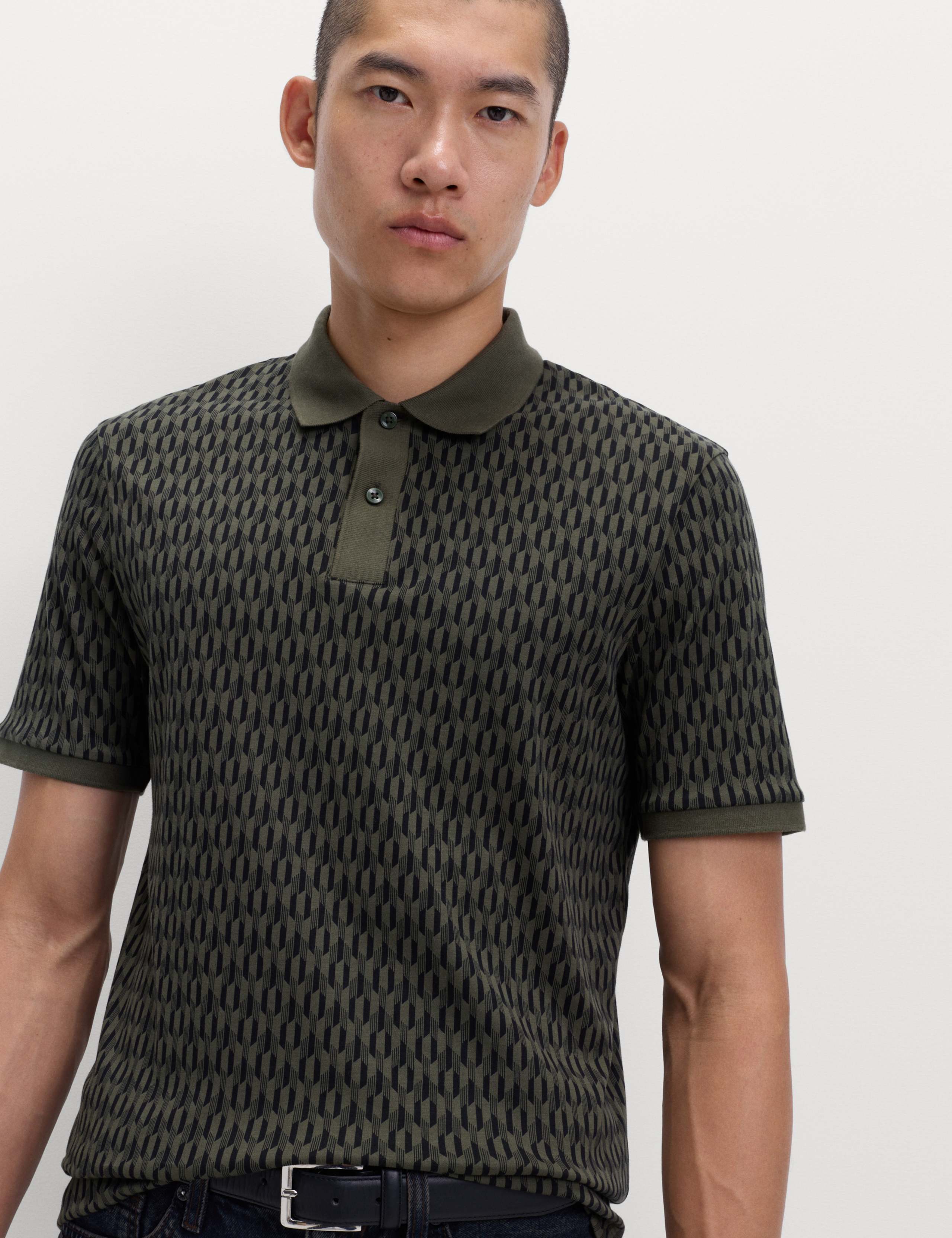 Pure Cotton Geometric Print Polo 1 of 6