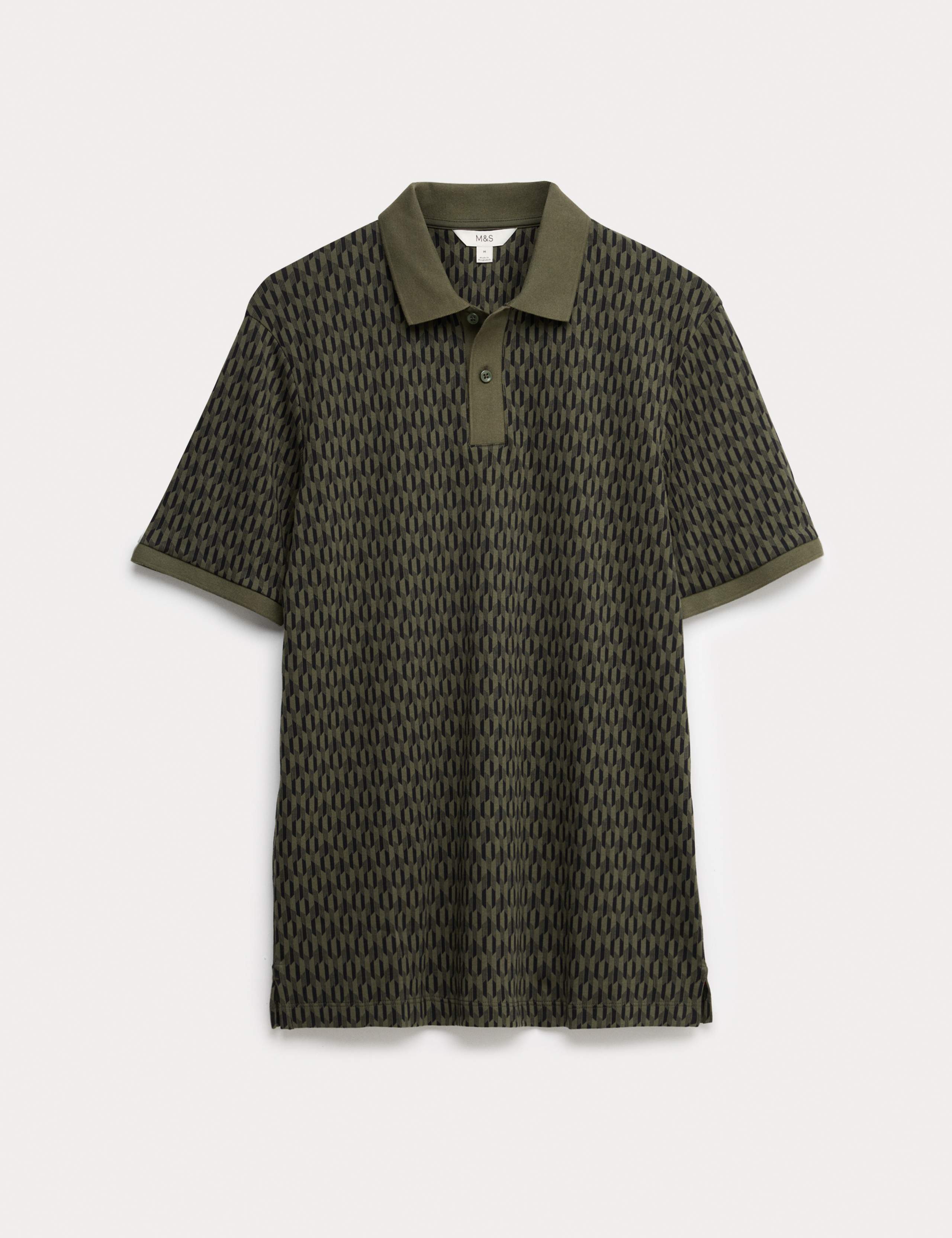 Pure Cotton Geometric Print Polo 2 of 6