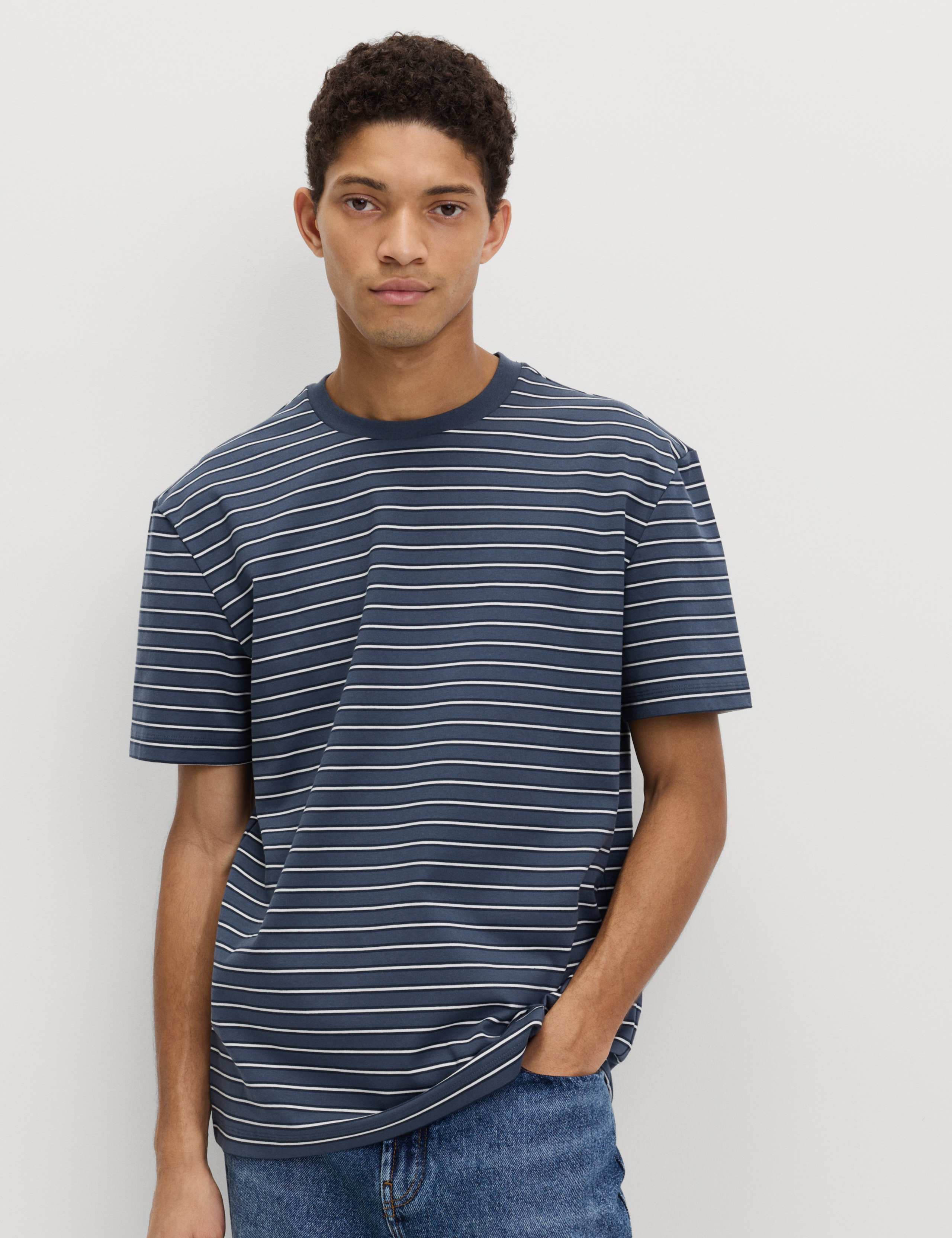 Relaxed Fit Cotton Rich Stripe T-Shirt 1 of 5