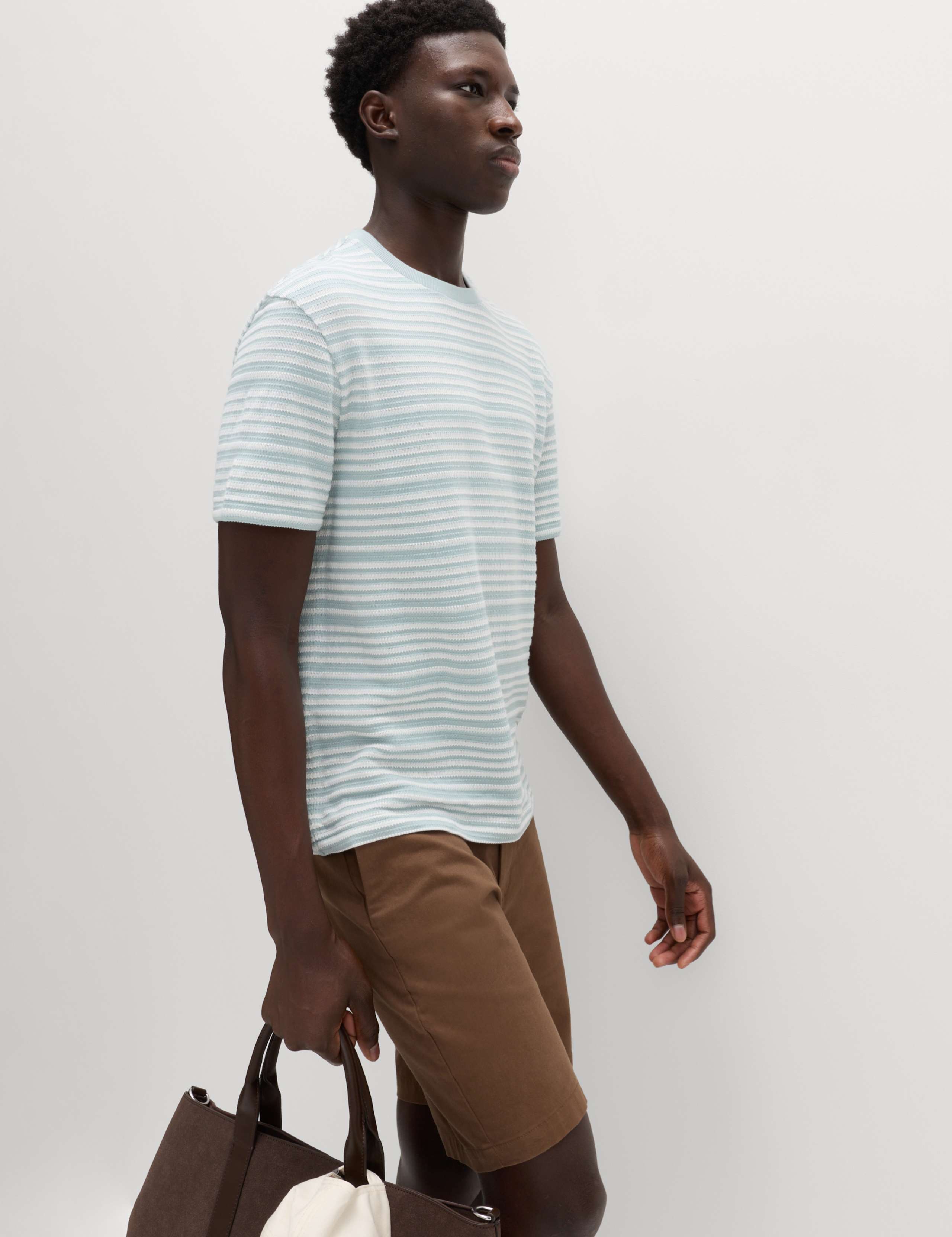 Relaxed Fit Cotton Rich Textured Striped T-Shirt 5 of 7