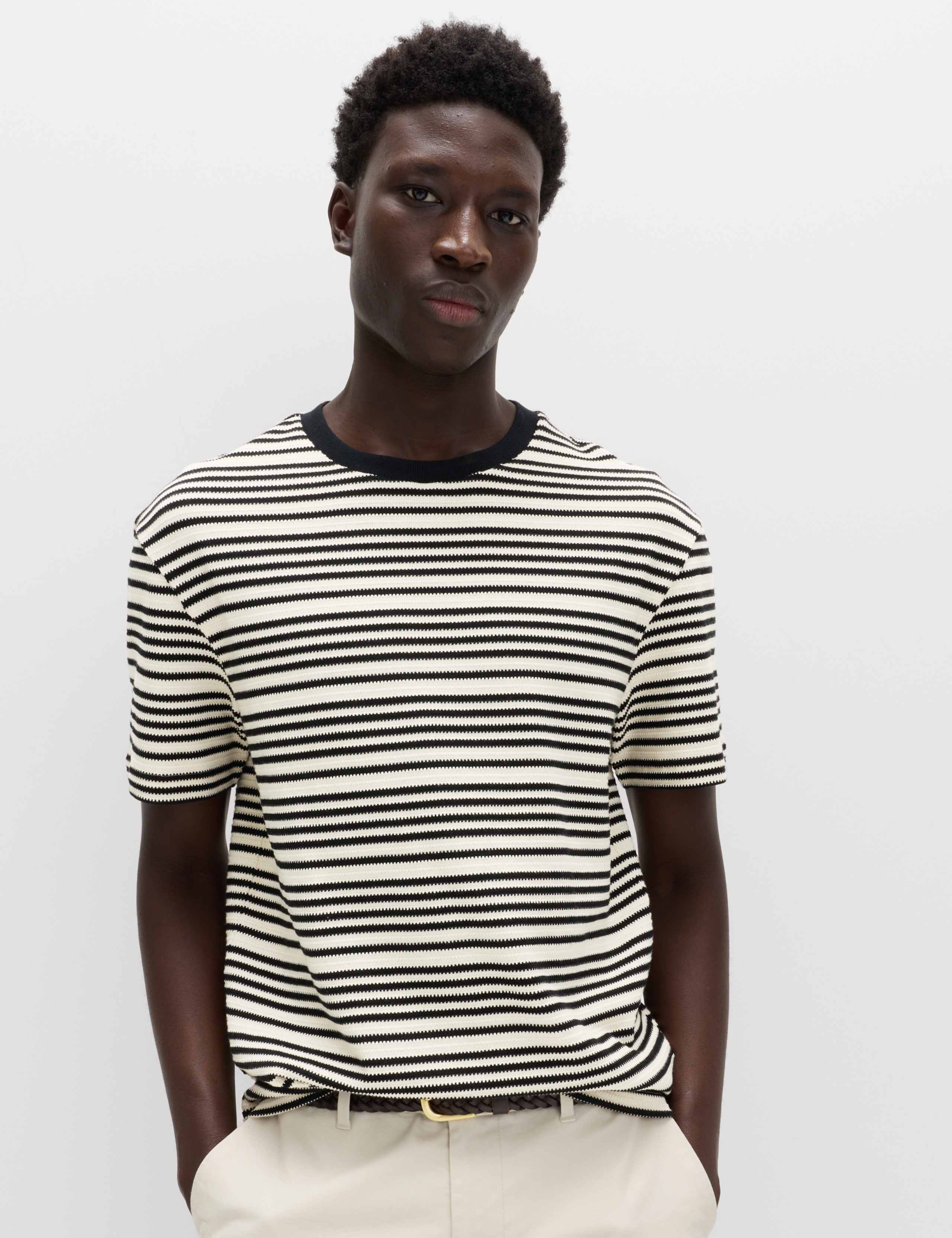 Relaxed Fit Cotton Rich Textured Striped T-Shirt 5 of 6