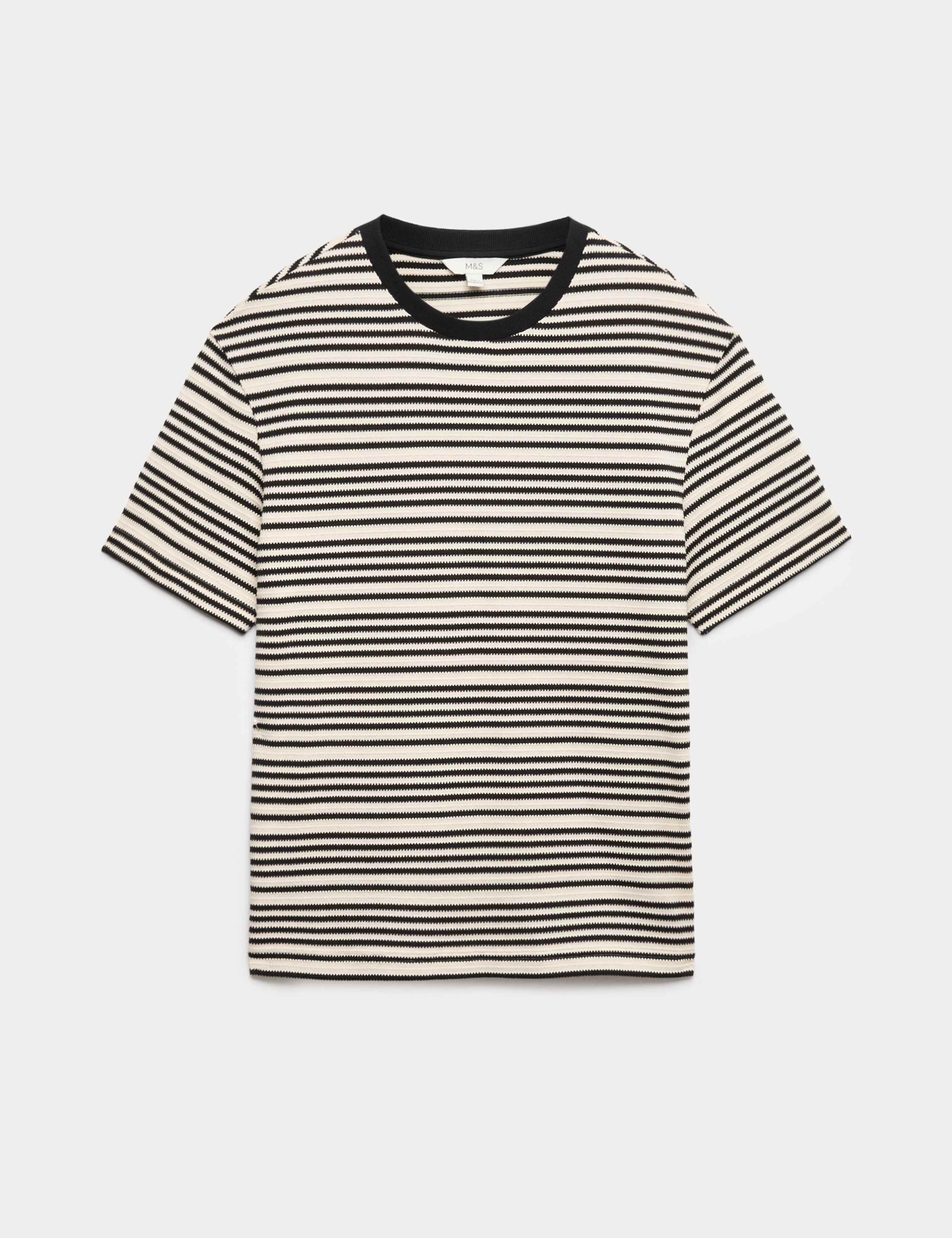 Relaxed Fit Cotton Rich Textured Striped T-Shirt 2 of 6