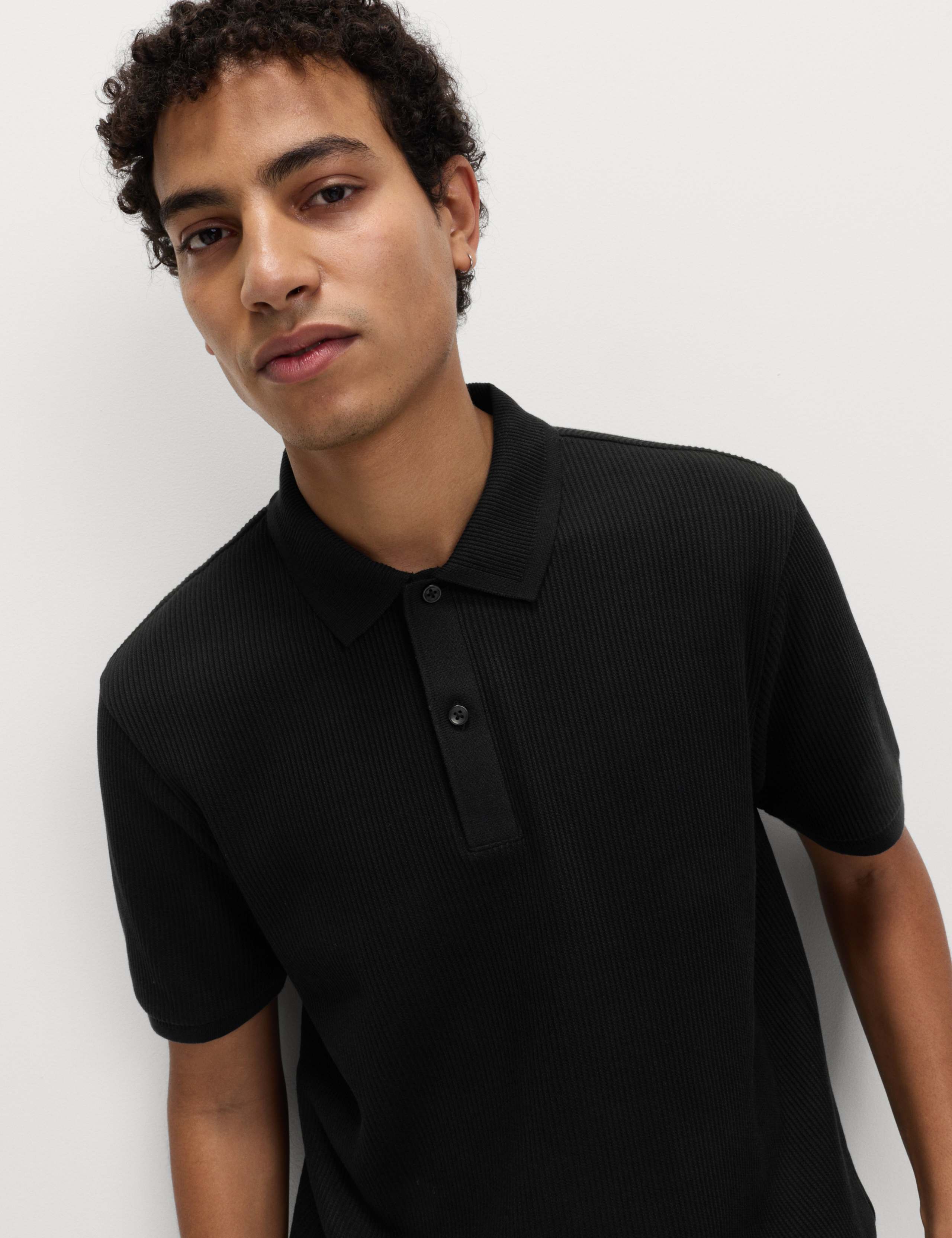 Pure Cotton Textured Polo Shirt 1 of 5