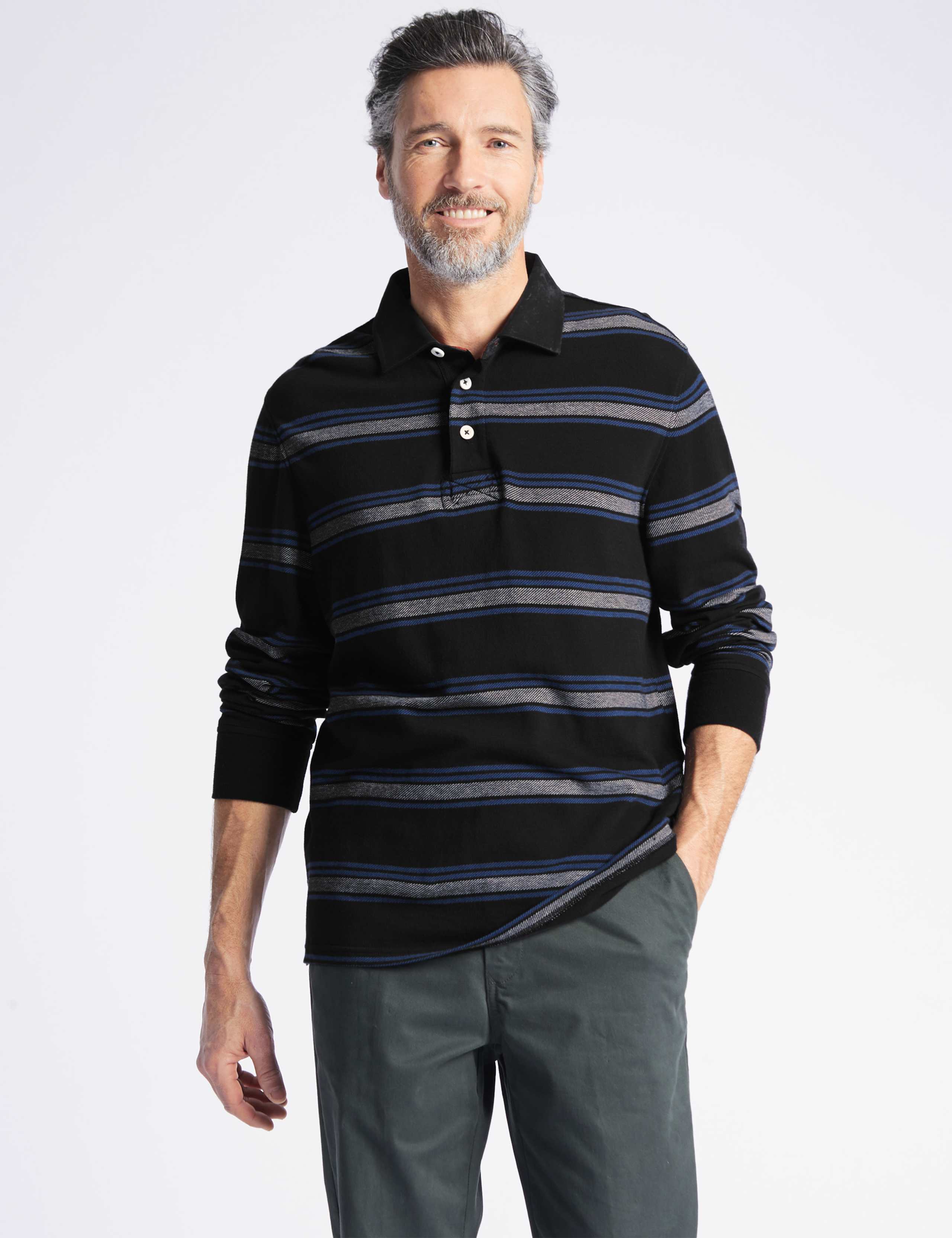 Pure Cotton Striped Rugby Top 1 of 4