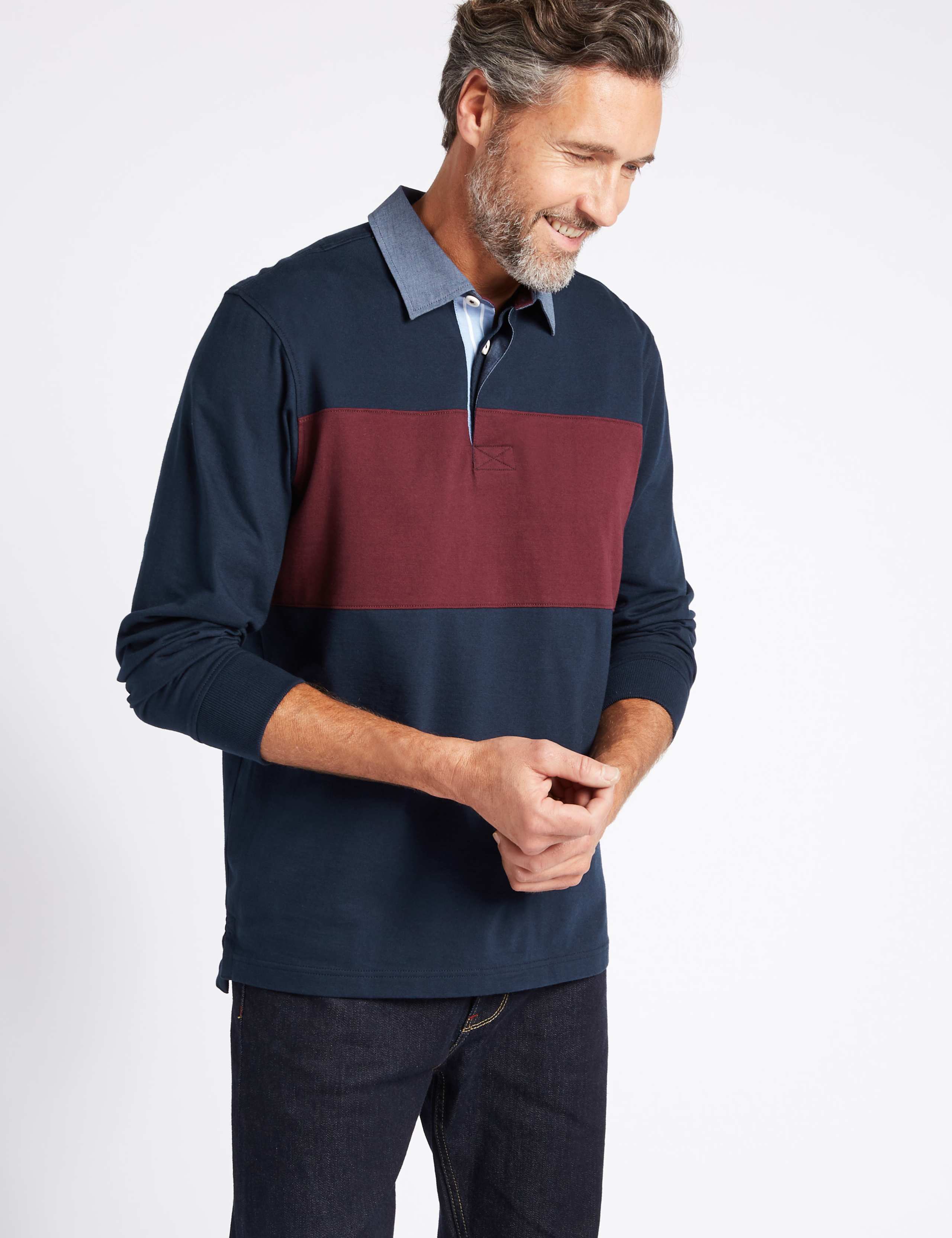 Pure Cotton Striped Rugby Top 1 of 4