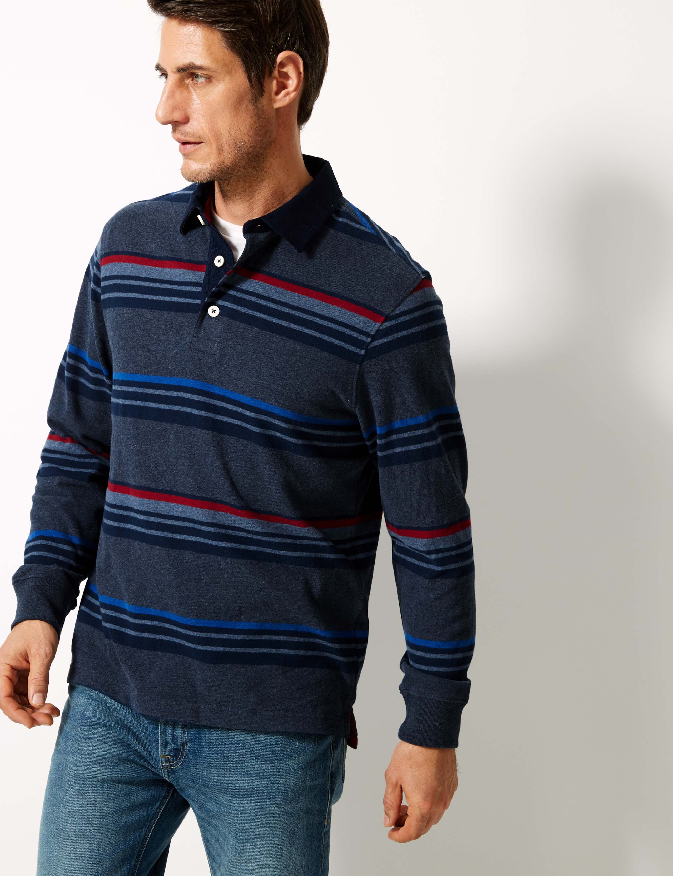 Pure Cotton Striped Rugby Top 1 of 5
