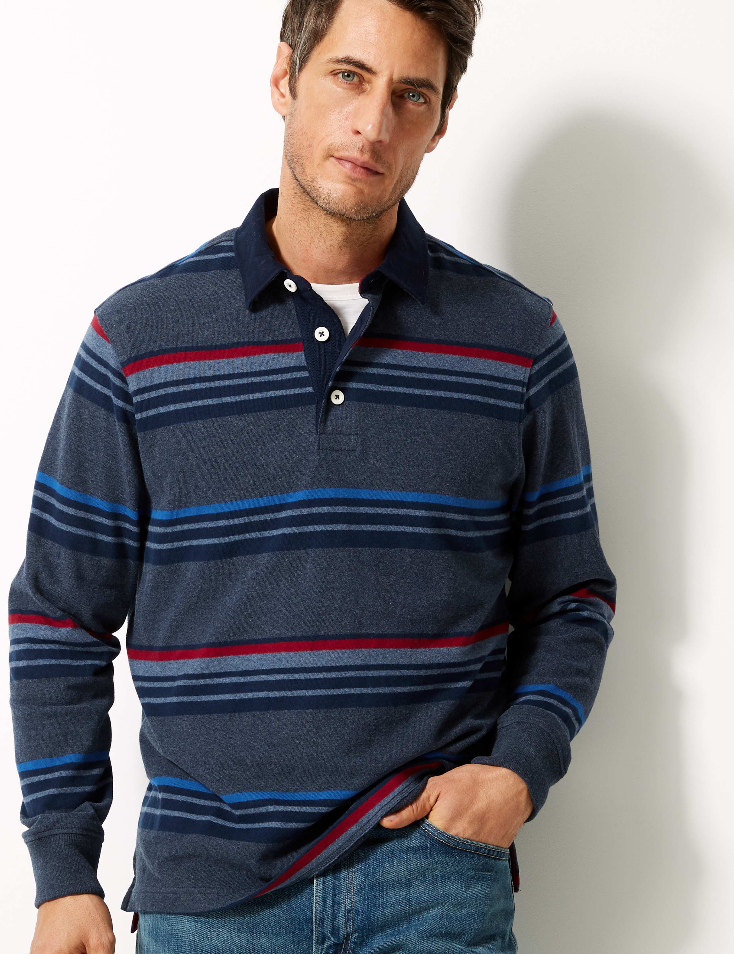 Pure Cotton Striped Rugby Top 3 of 5