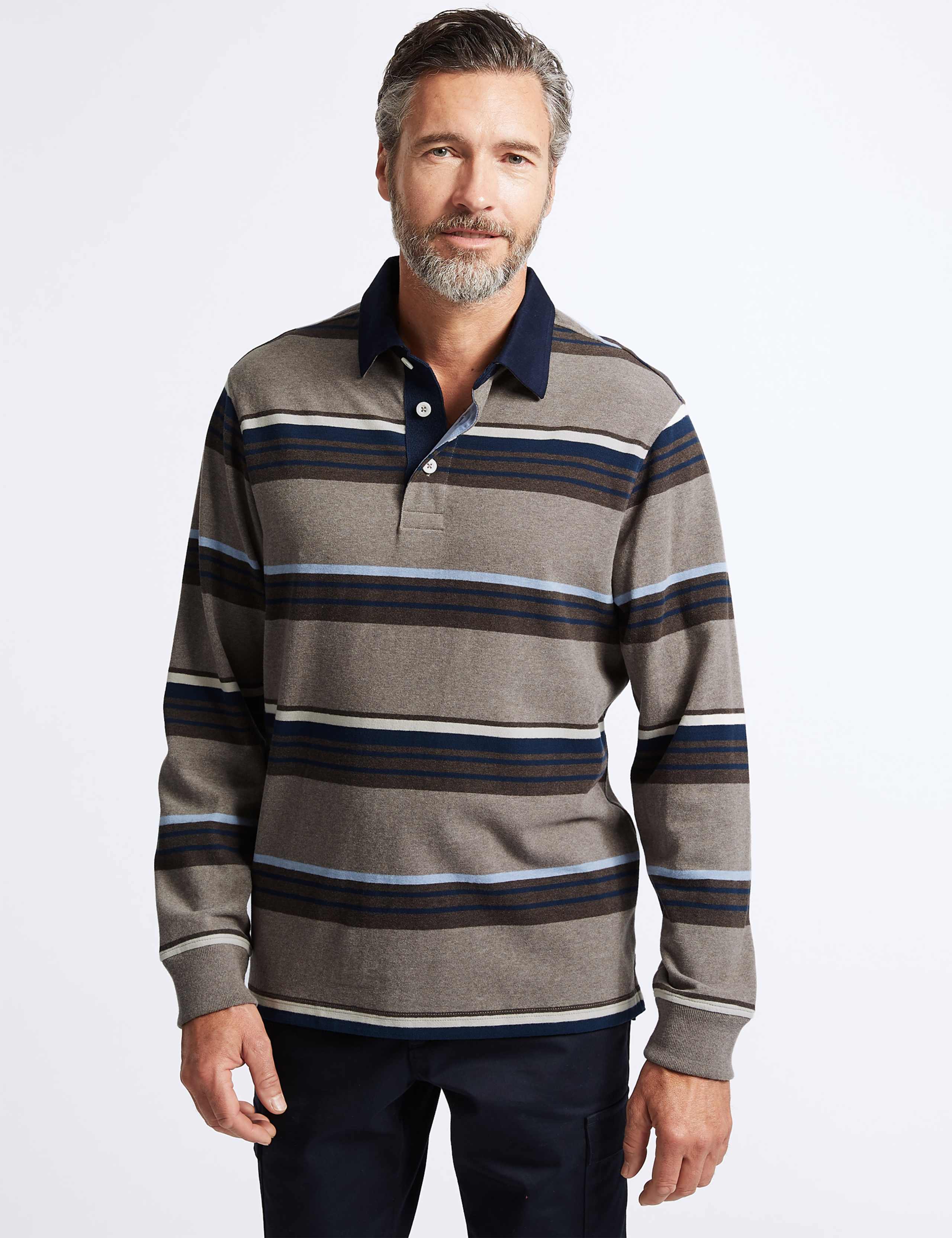 Slim Fit Pure Cotton Striped Rugby Top 1 of 4