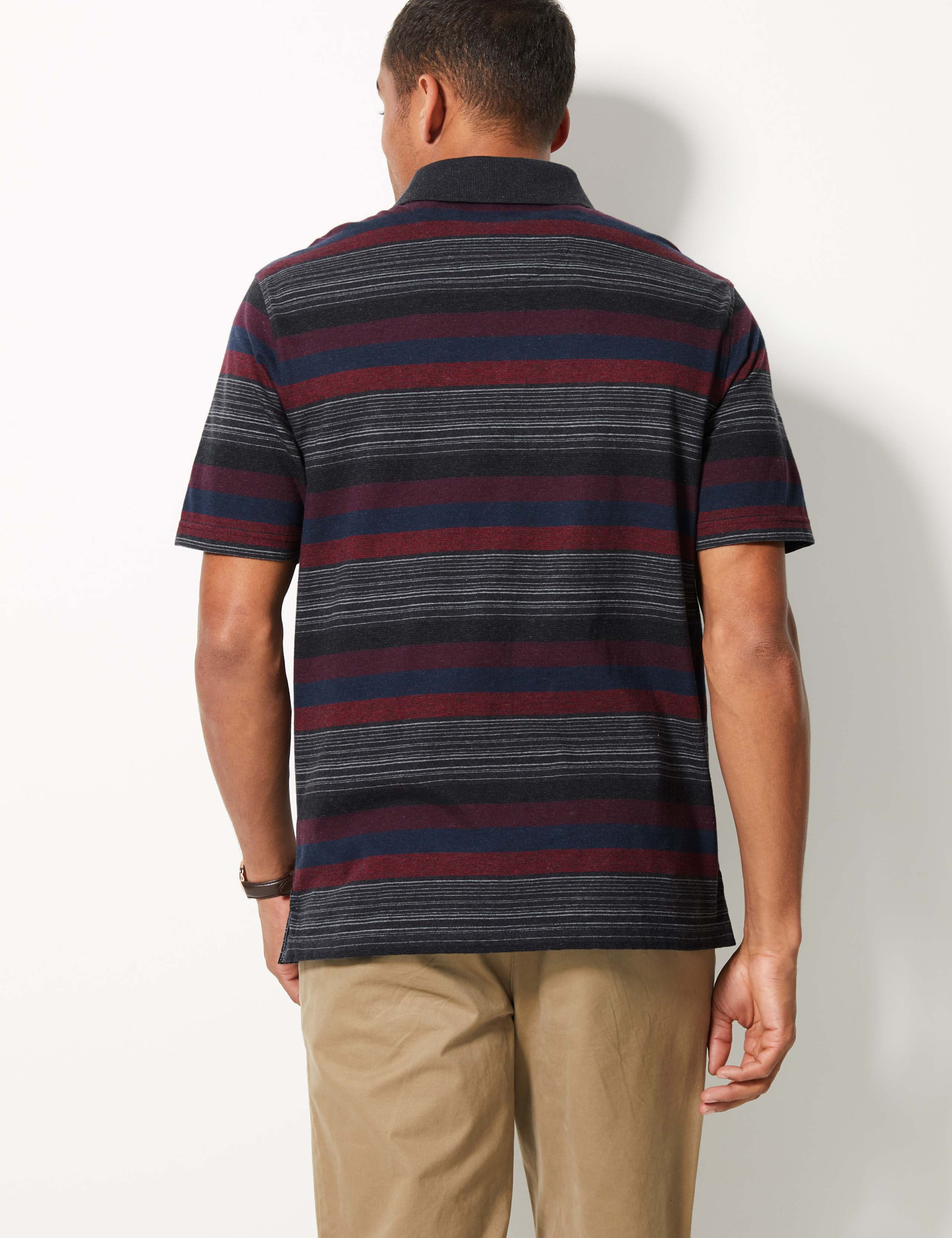 Pure Cotton Striped Polo Shirt 3 of 3