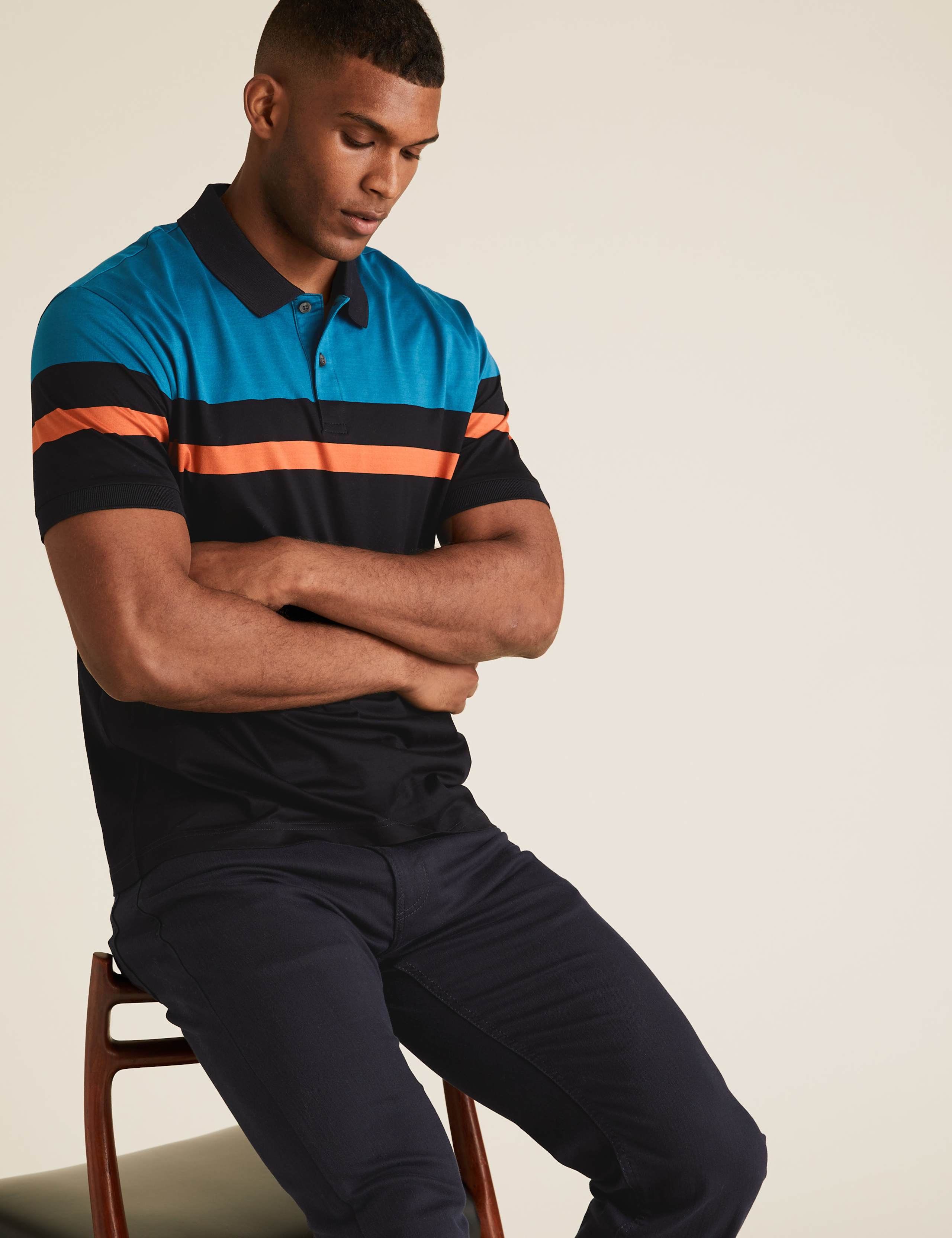 Pure Cotton Striped Polo Shirt 3 of 4