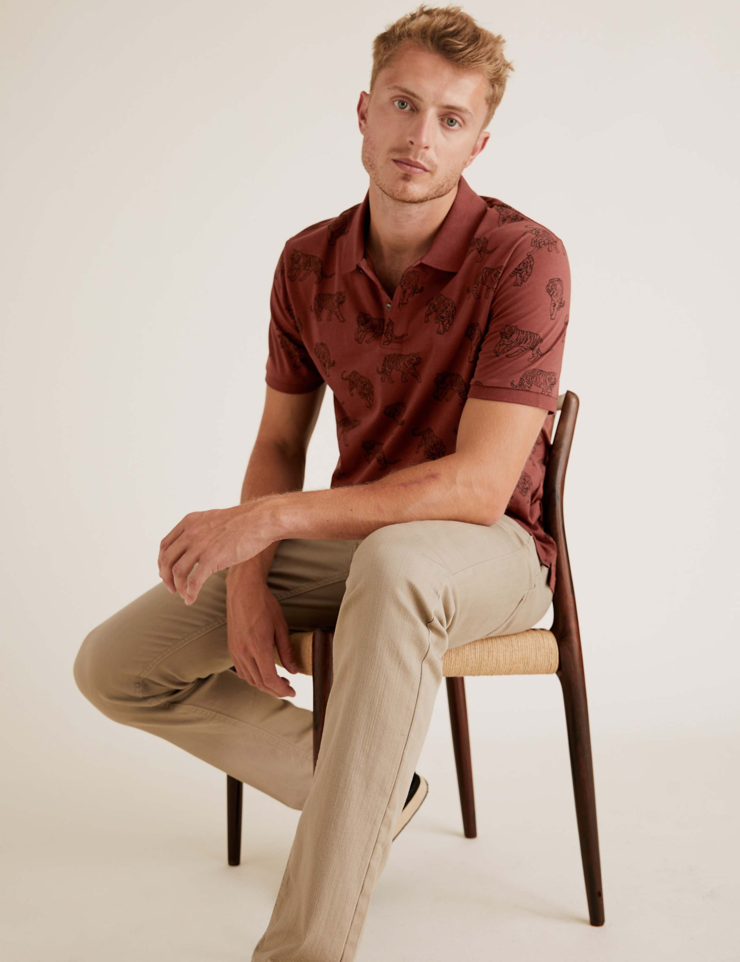 Pure Cotton Tiger Print Polo Shirt 1 of 2