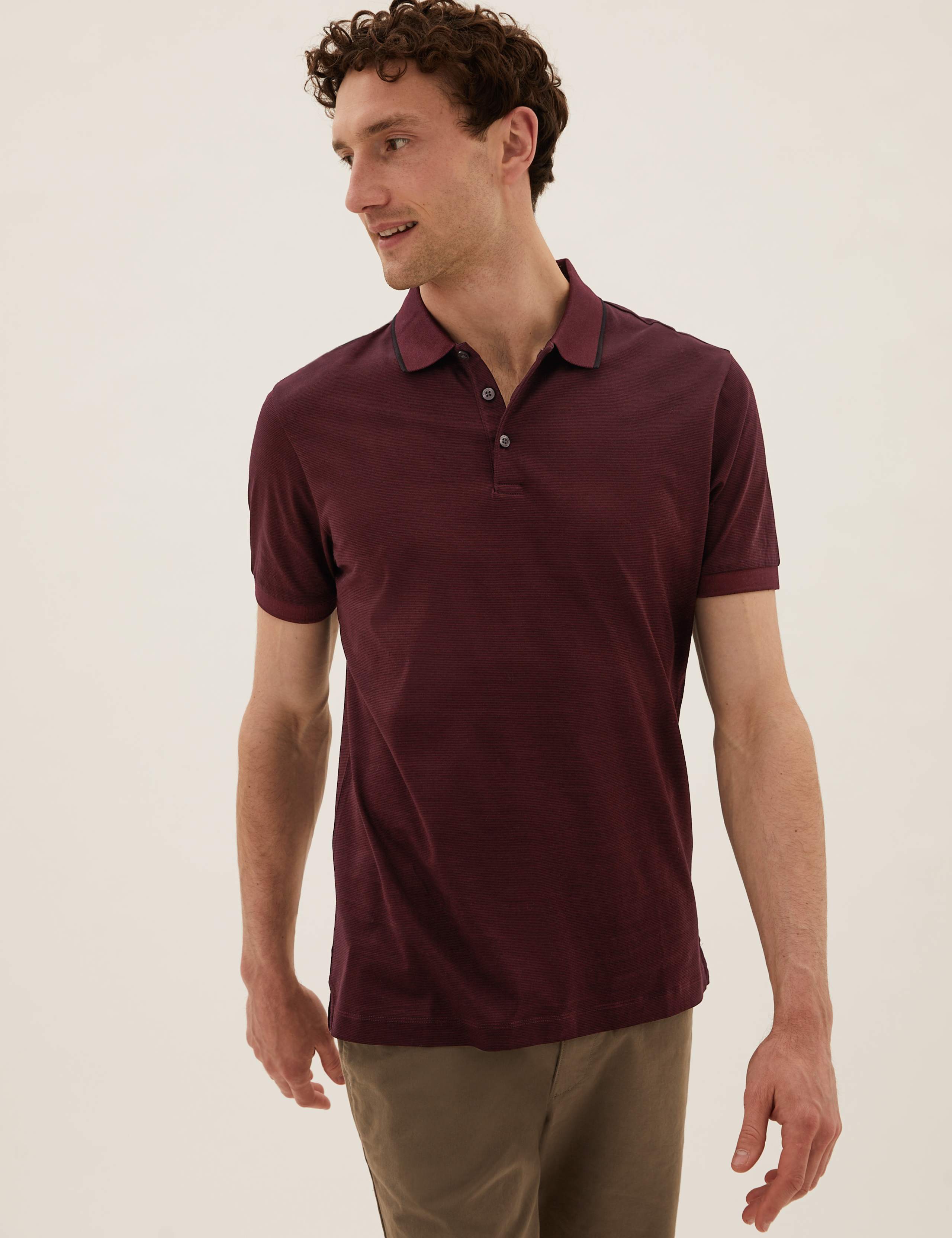 Premium Pure Cotton Striped Polo Shirt 3 of 4