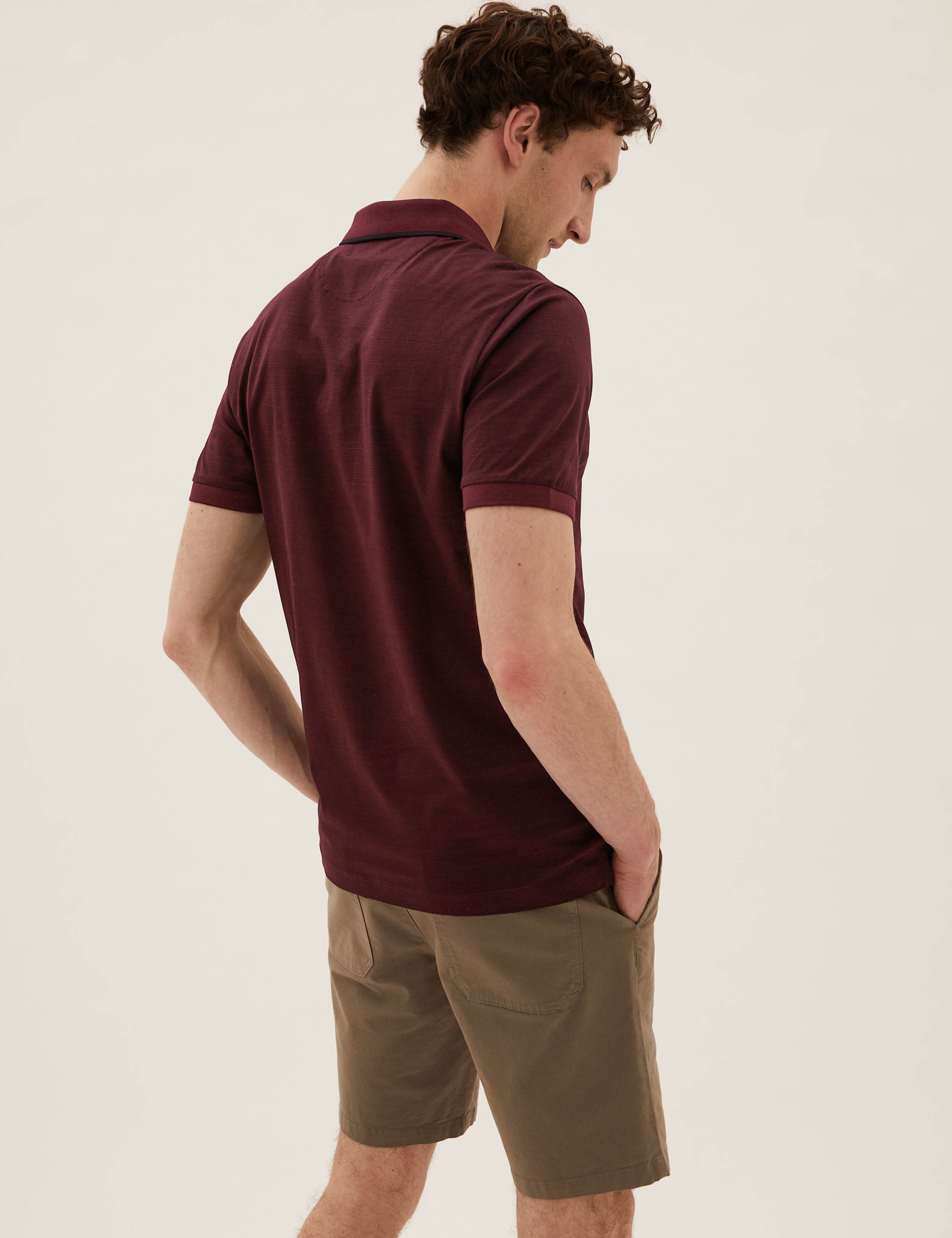 Premium Pure Cotton Striped Polo Shirt 4 of 4