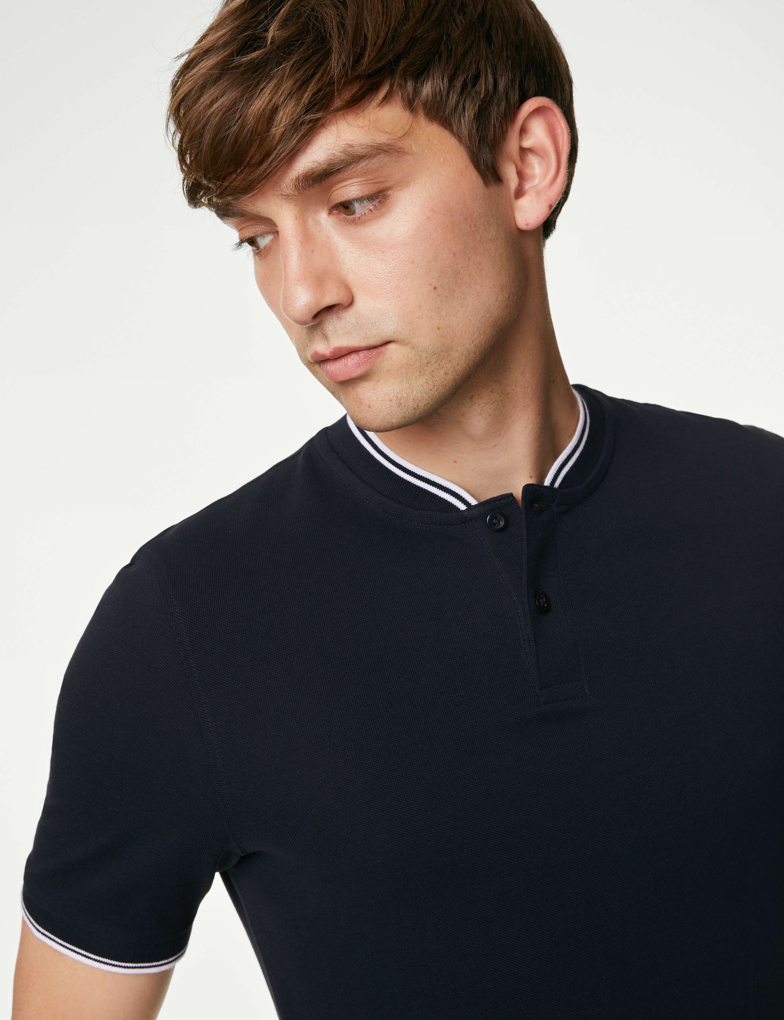 Pure Cotton Baseball Collar Polo 1 of 4