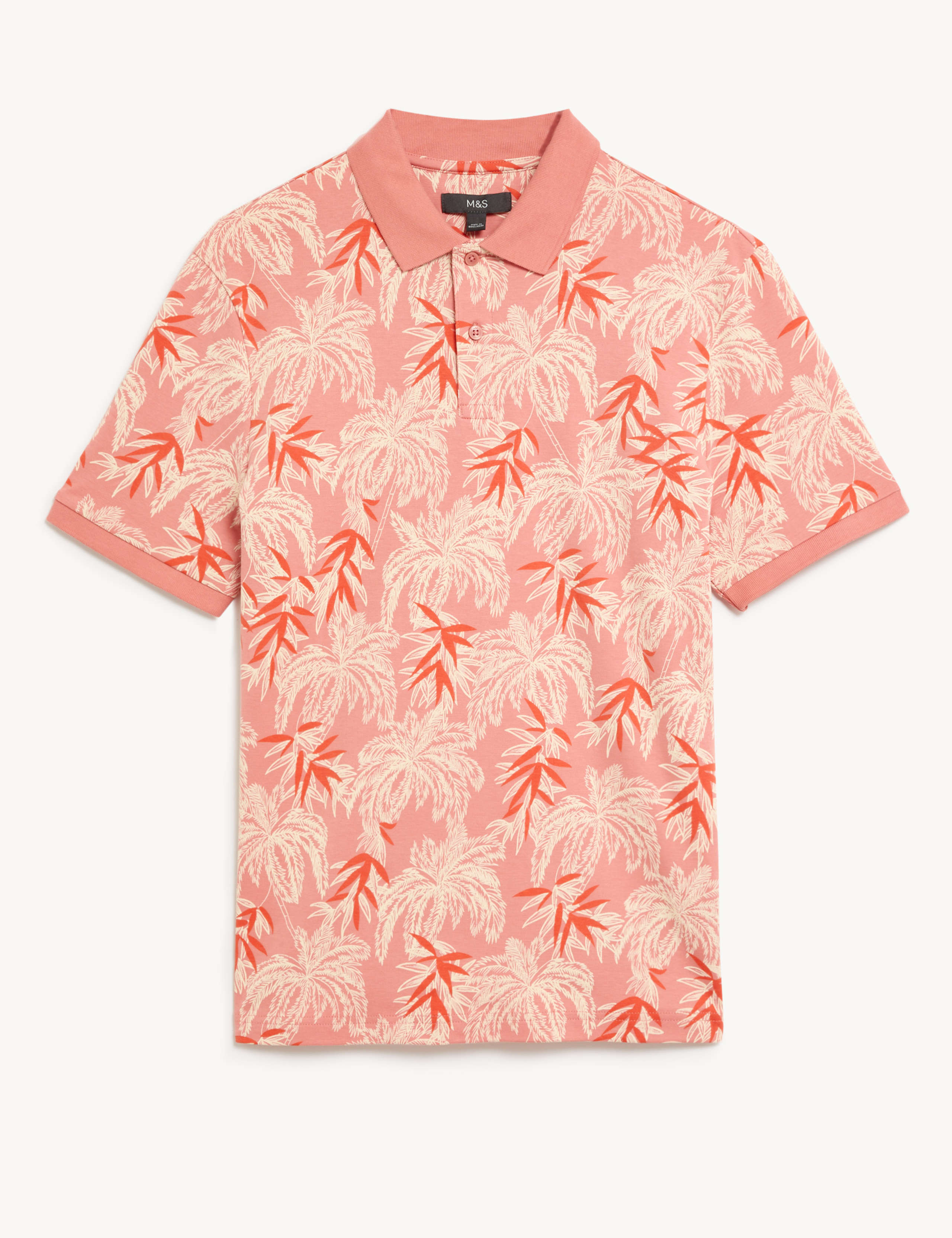 Pure Cotton Palm Print Polo Shirt 1 of 1