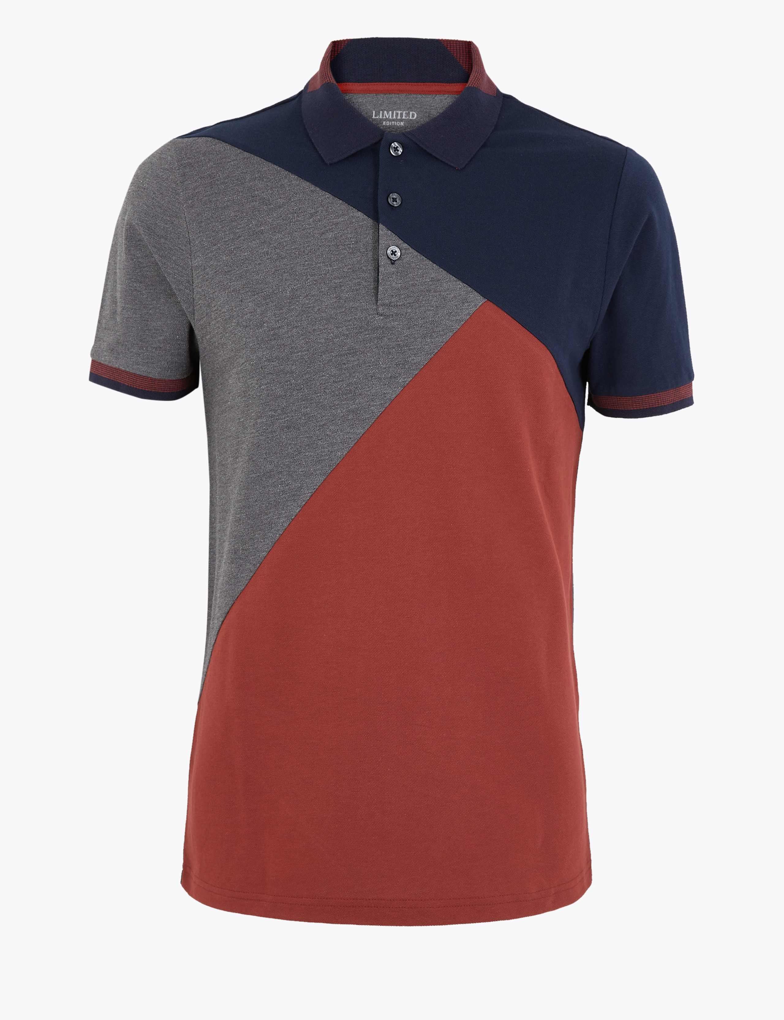 Cotton Colour Block Polo Shirt 2 of 4