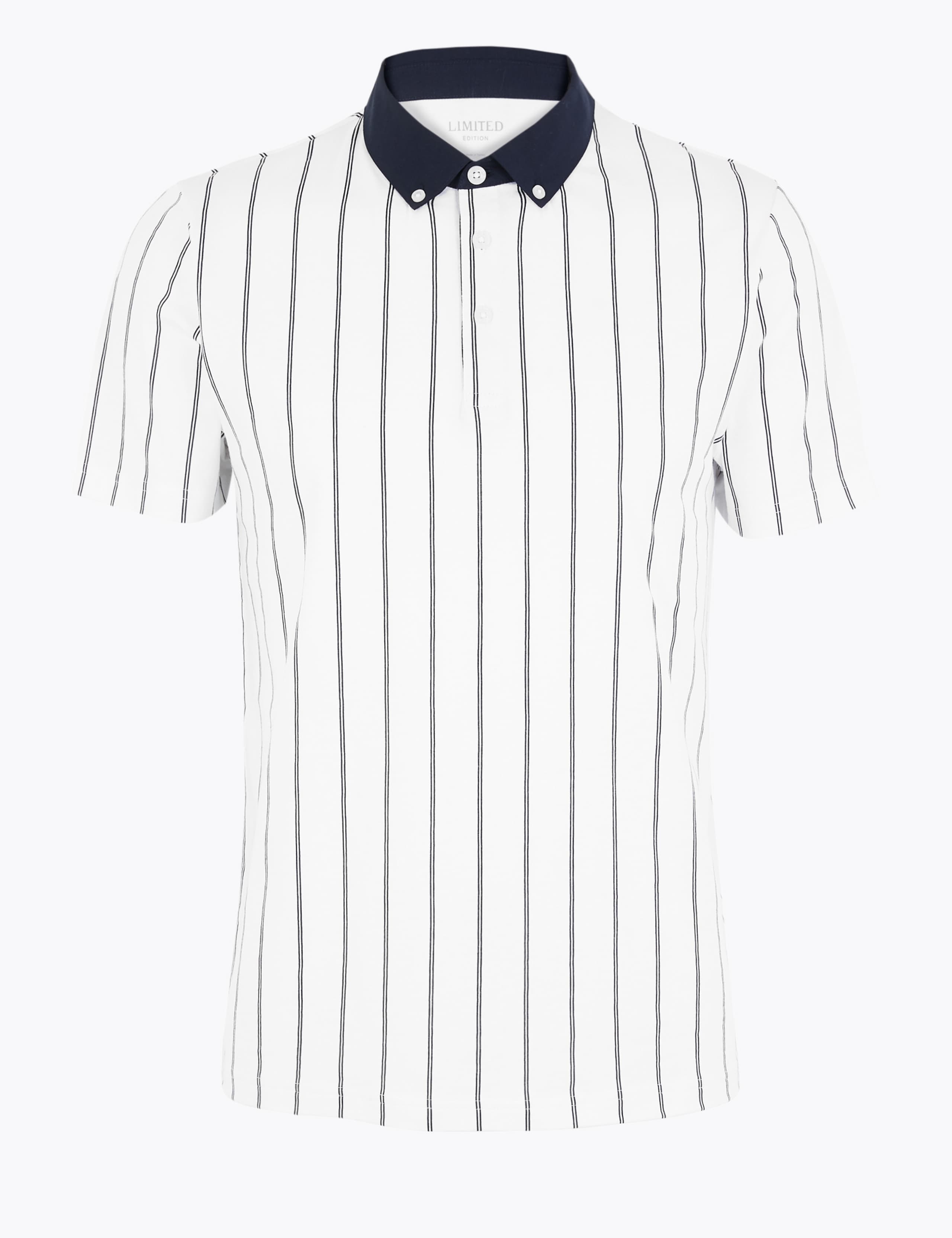 Cotton Vertical Striped Polo Shirt 2 of 4