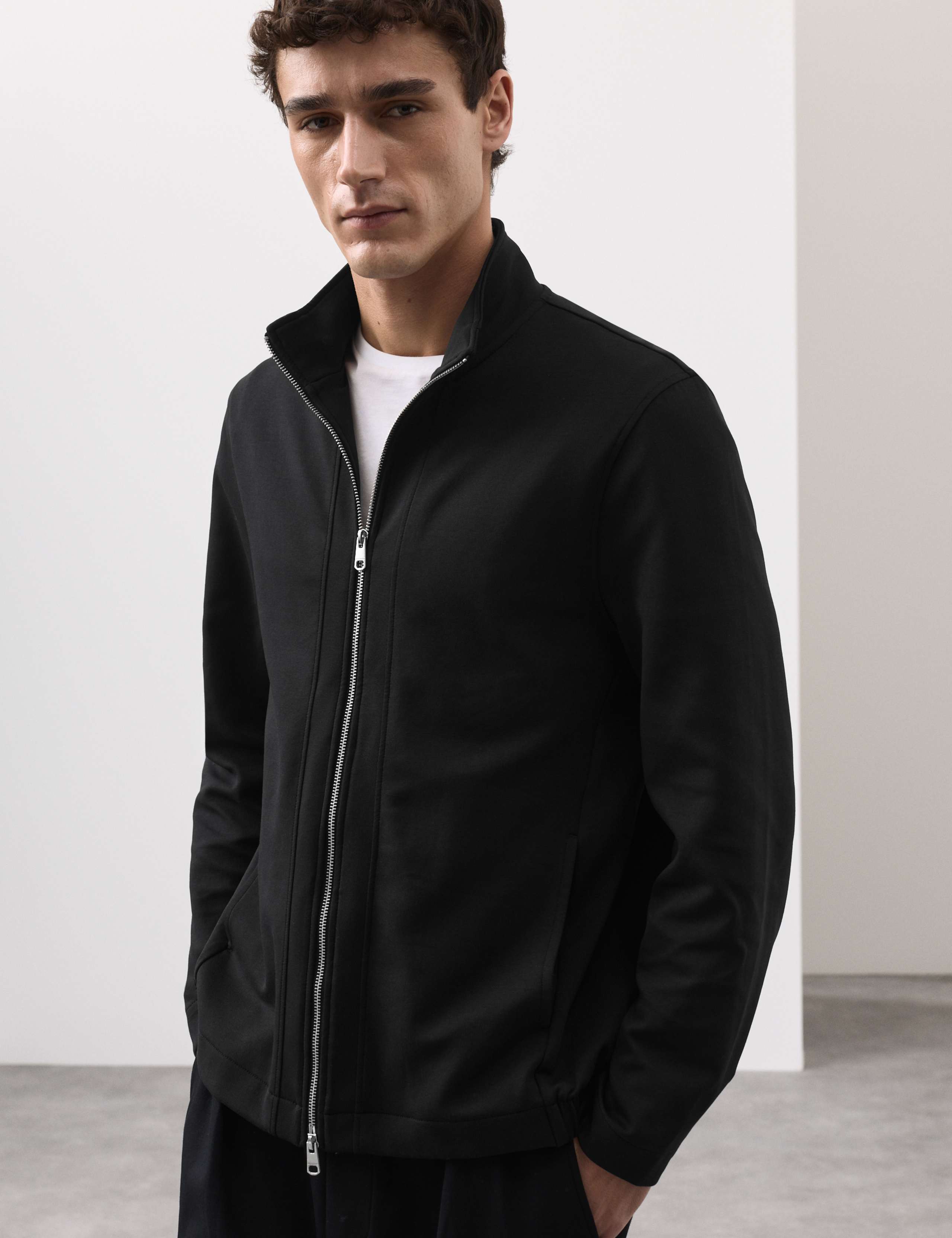 Cotton Rich Funnel Neck Zip Up Jacket 1 of 6