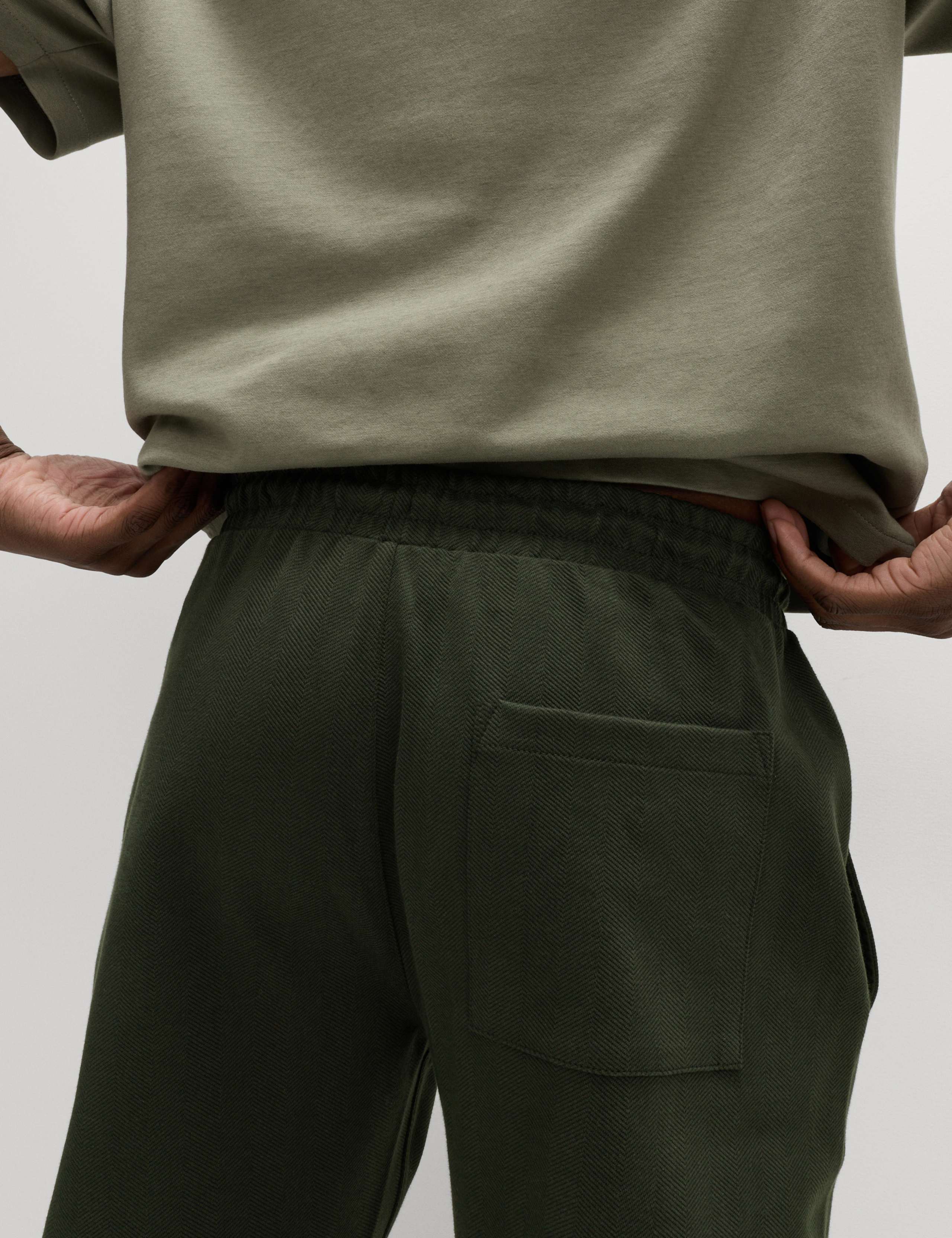 Cotton Rich Herringbone Joggers 4 of 4