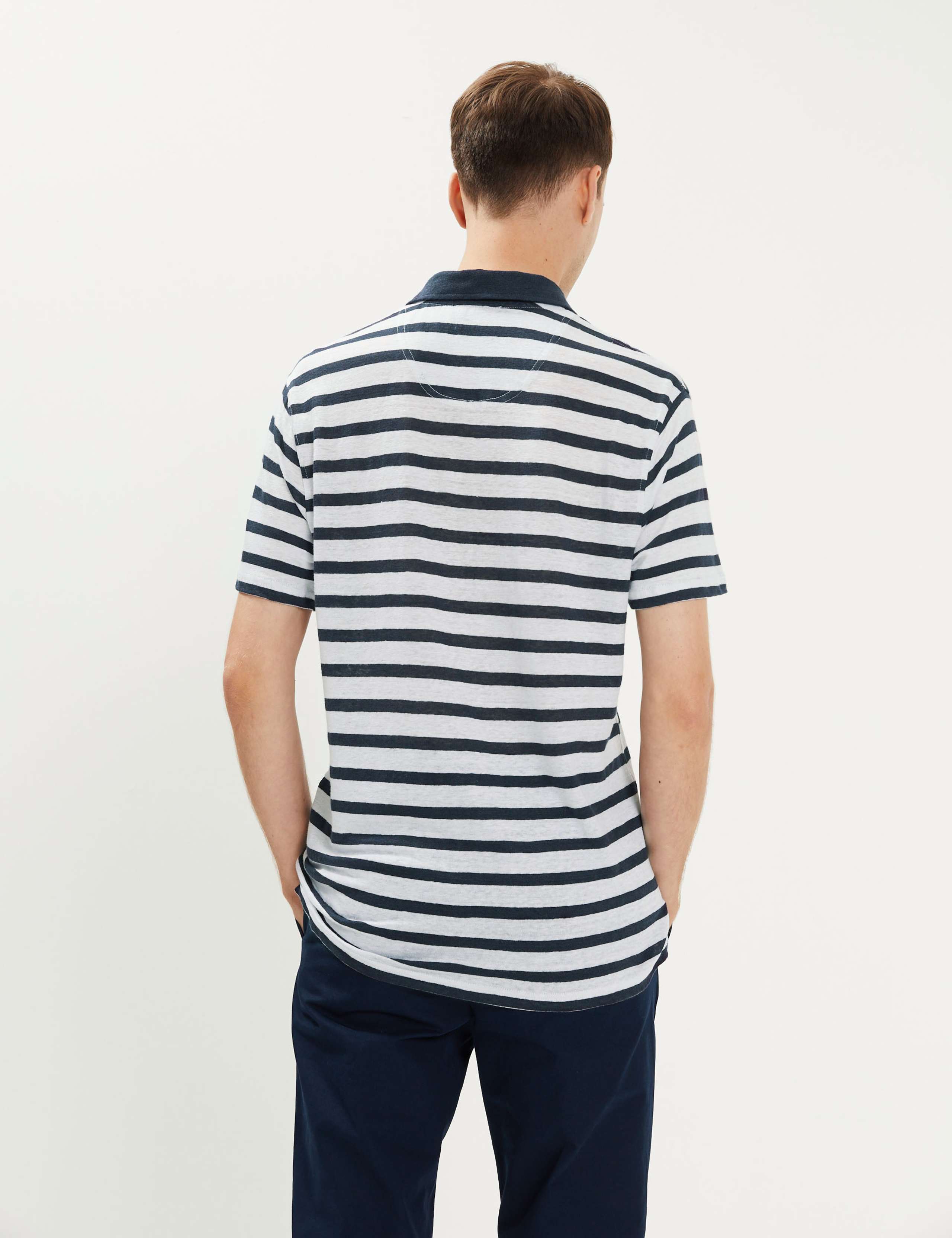 Pure Linen Breton Stripe Polo Shirt 5 of 5