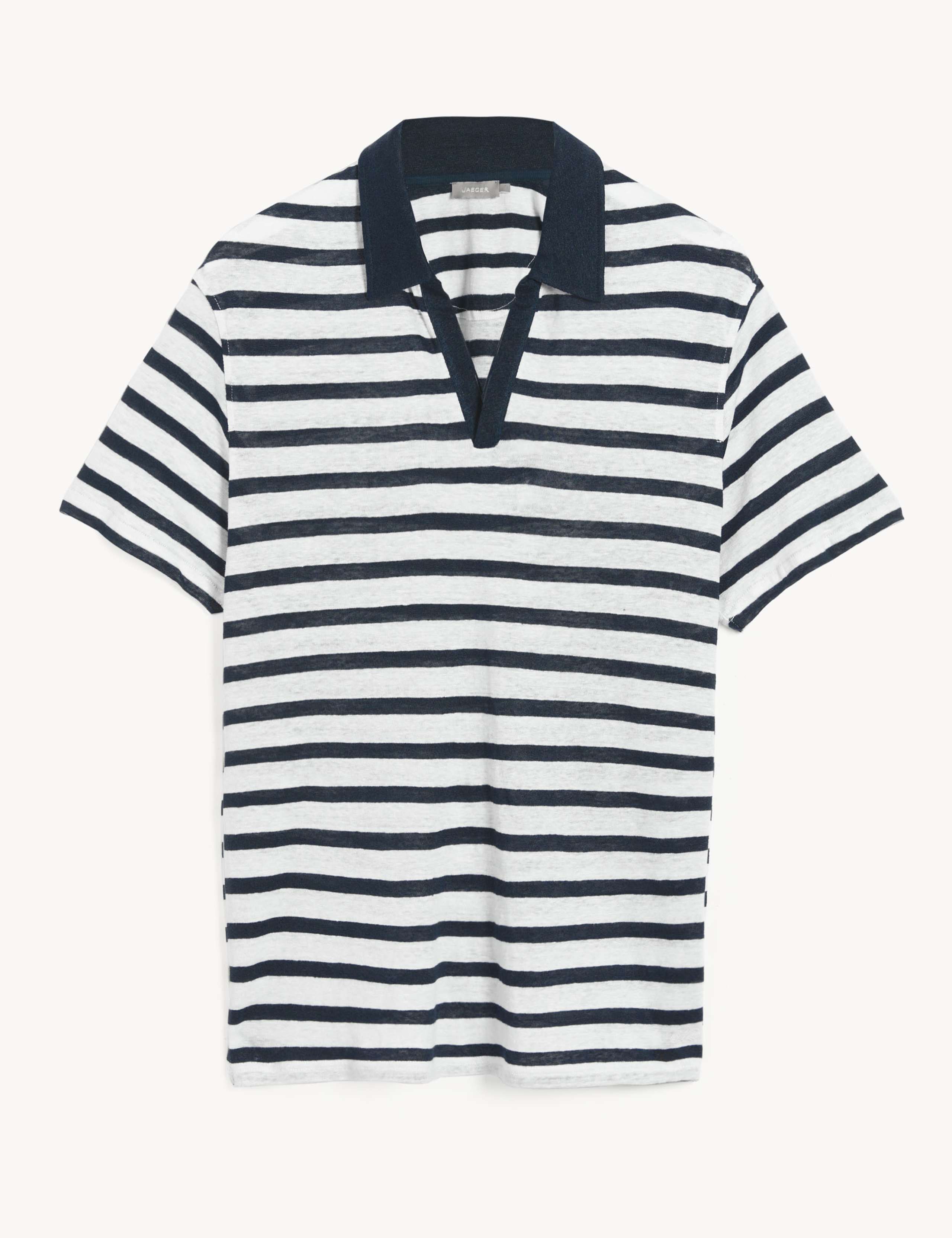 Pure Linen Breton Stripe Polo Shirt 2 of 5