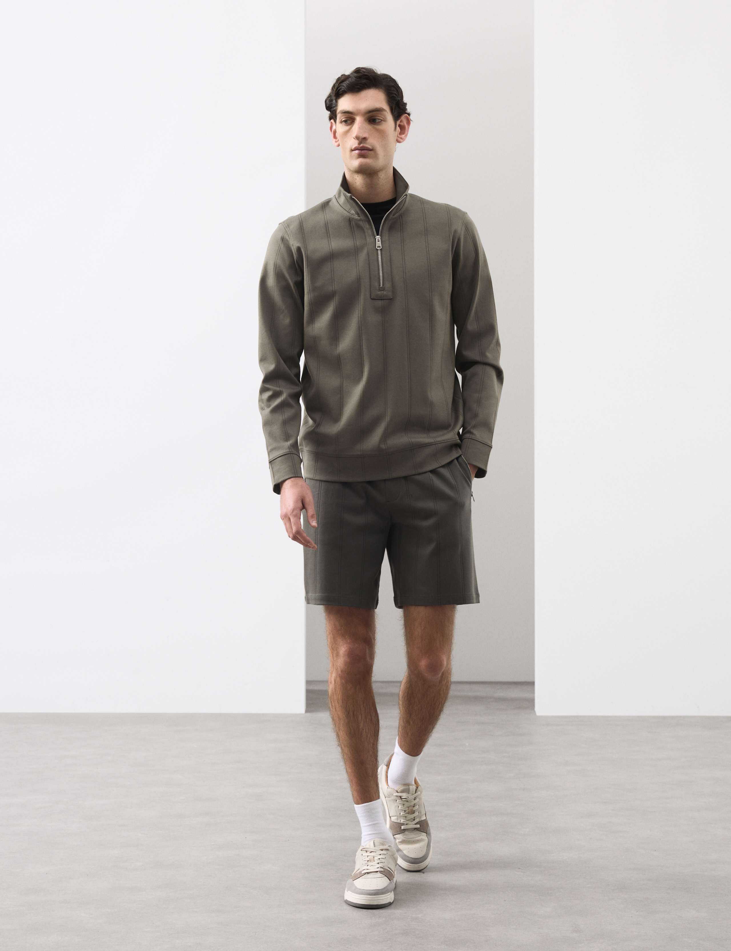 Pure Cotton Textured Striped Half Zip Jacket 3 of 7