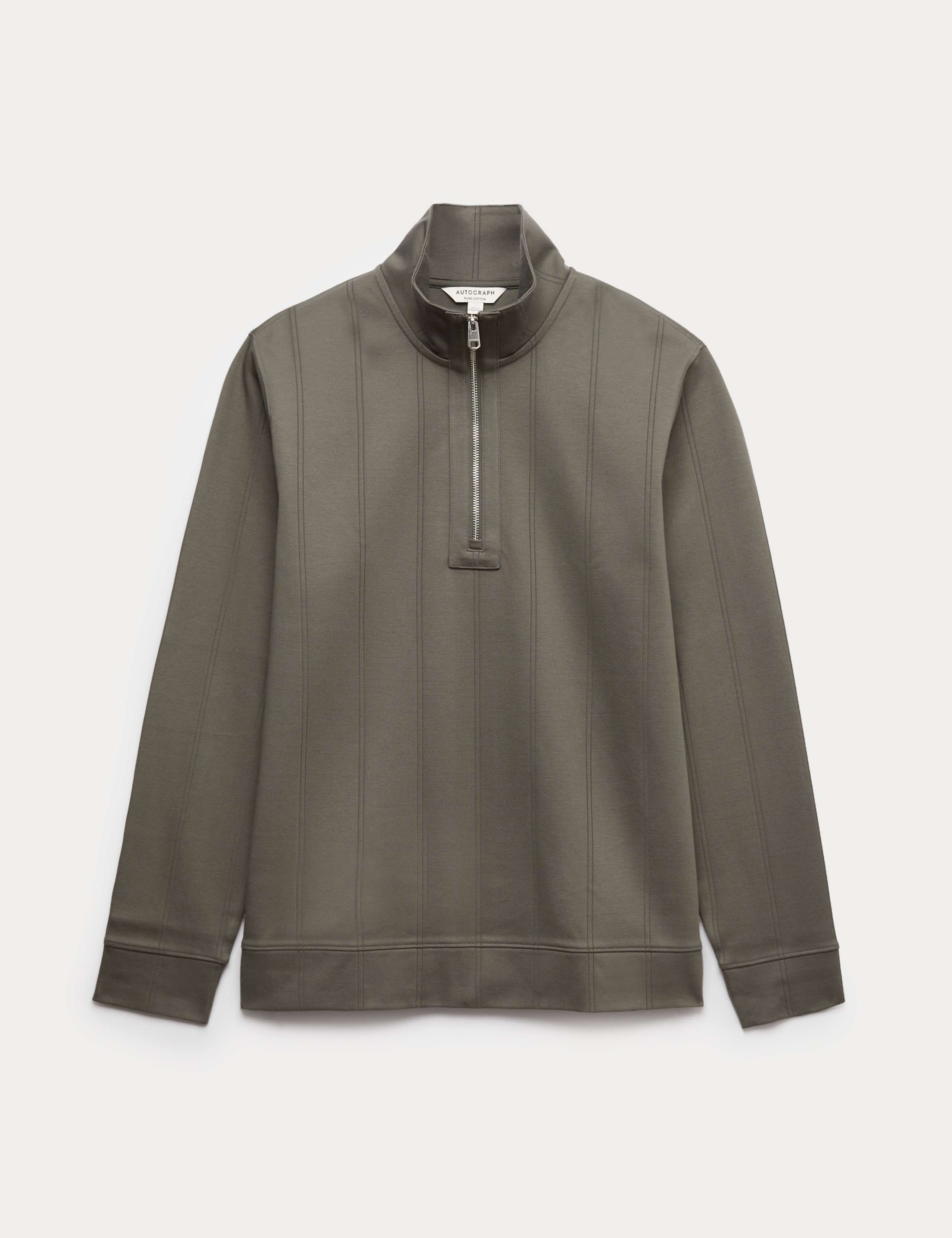 Pure Cotton Textured Striped Half Zip Jacket 2 of 7