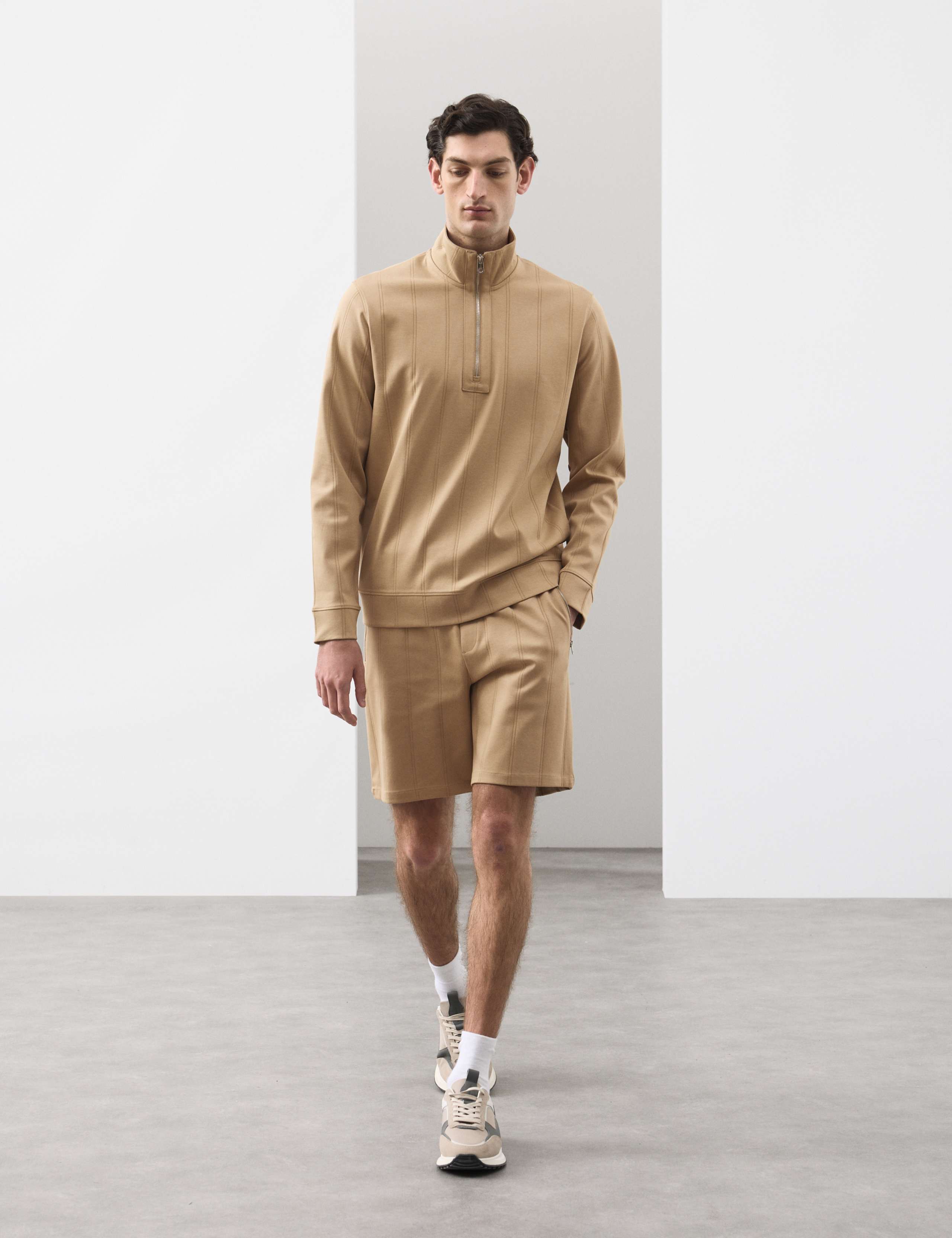 Pure Cotton Textured Striped Half Zip Jacket 3 of 7