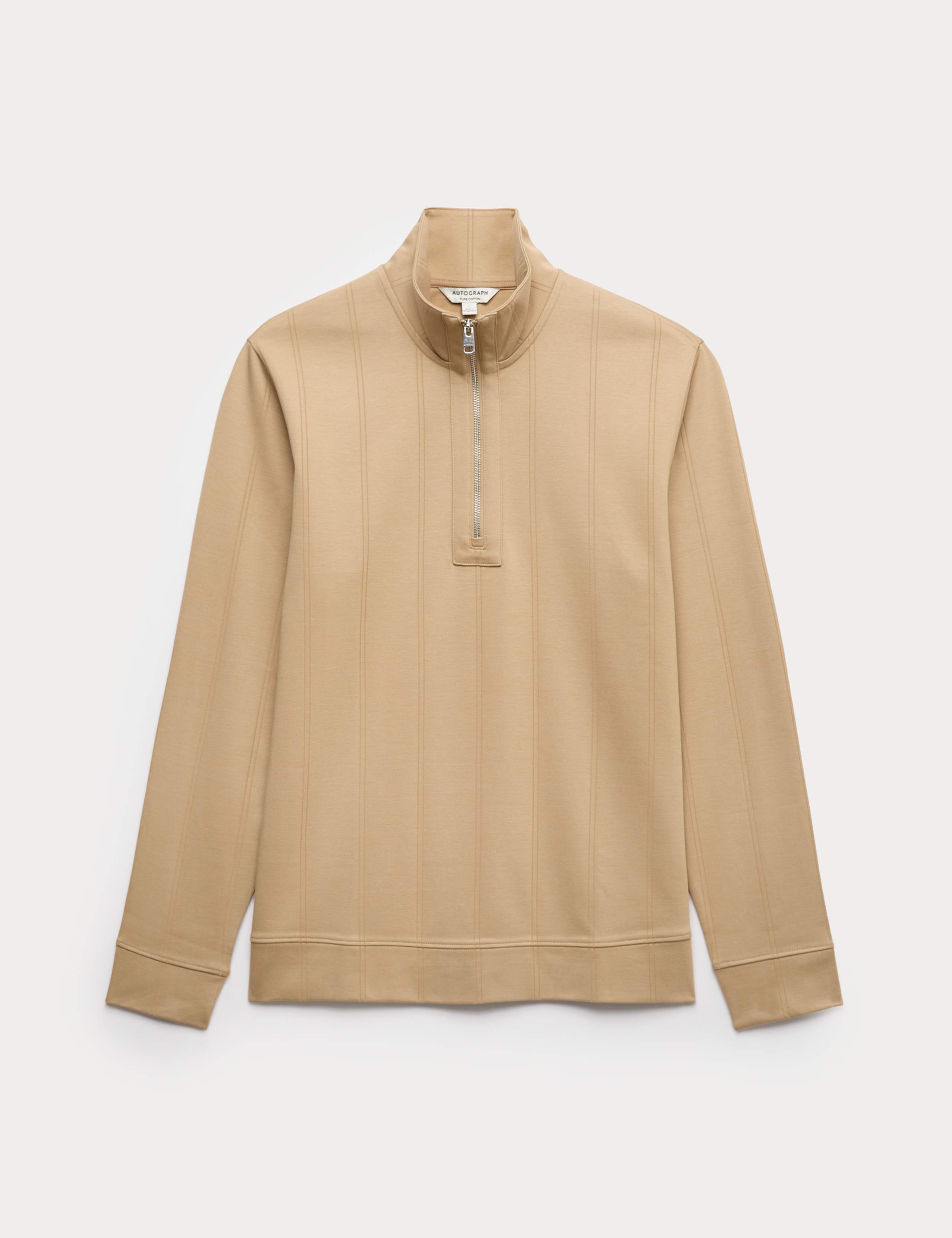 Pure Cotton Textured Striped Half Zip Jacket 2 of 7