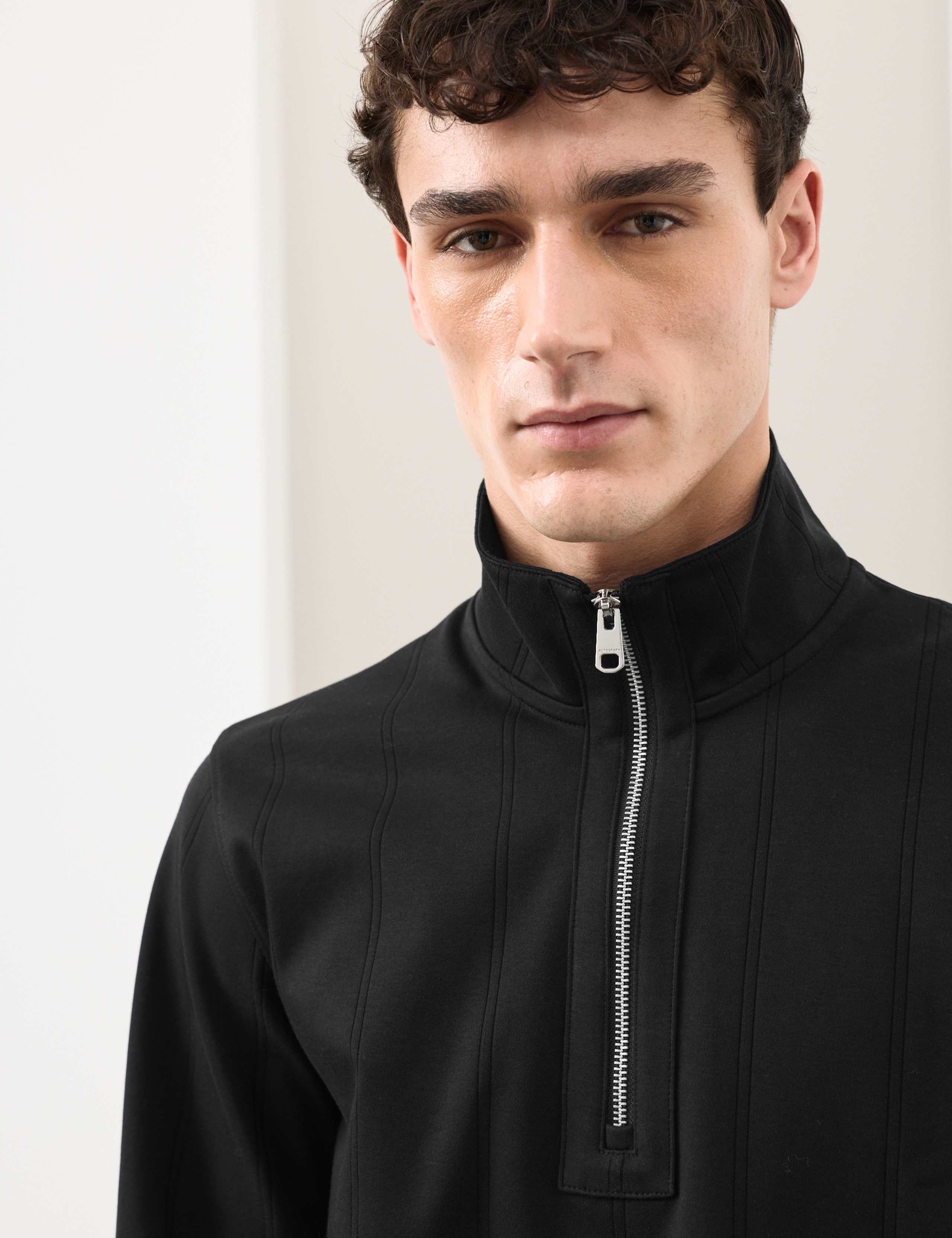 Pure Cotton Drop Needle Striped Half Zip Jacket 3 of 5