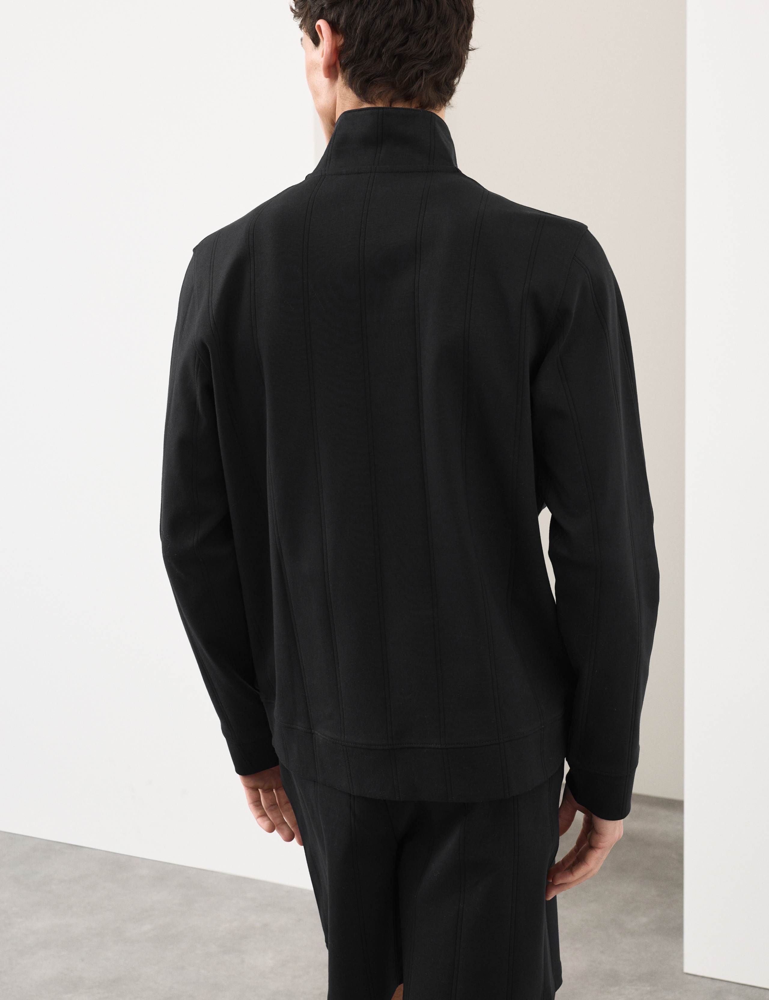 Pure Cotton Textured Striped Half Zip Jacket 4 of 5