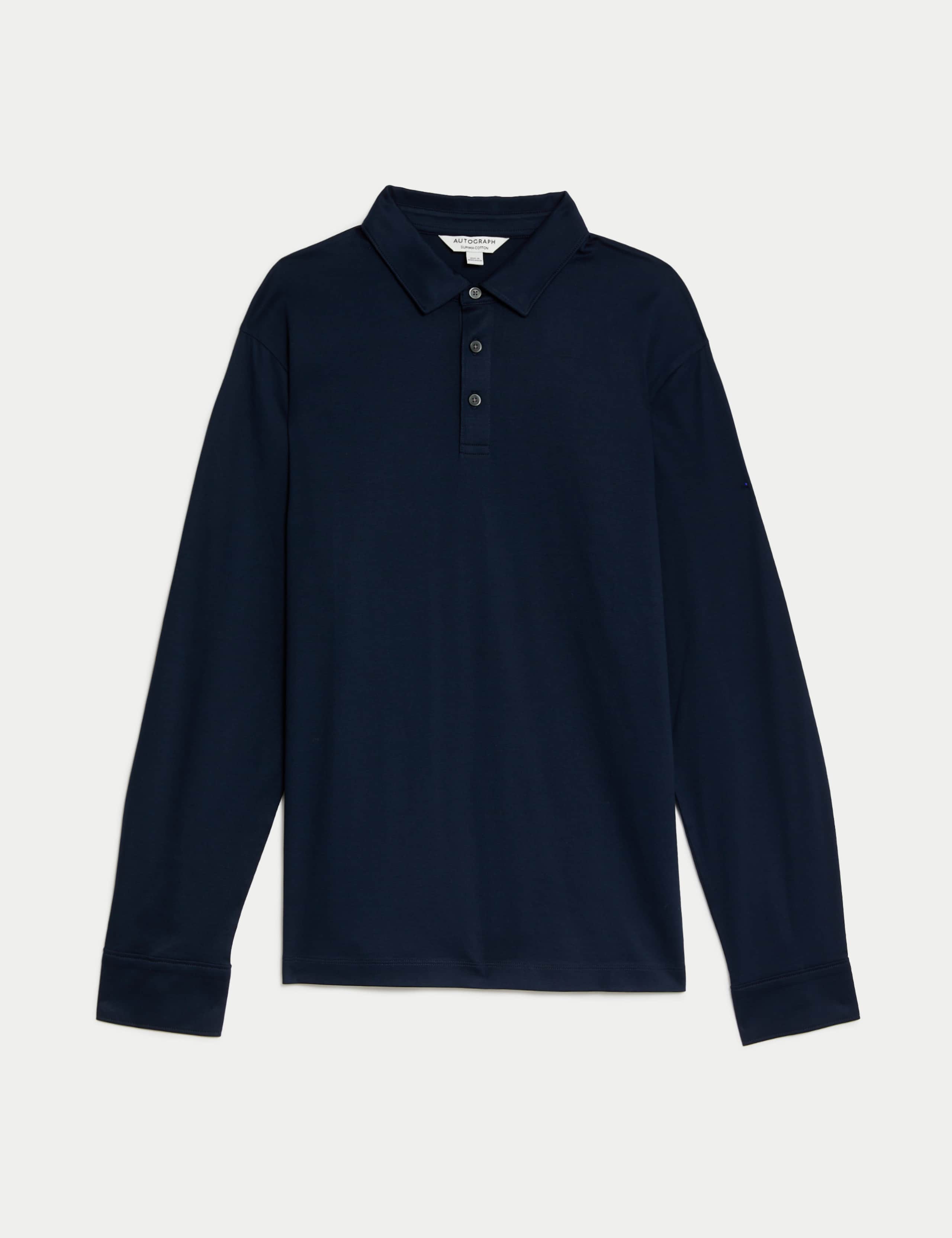 Pure Supima® Cotton Long Sleeve Polo Shirt 2 of 7