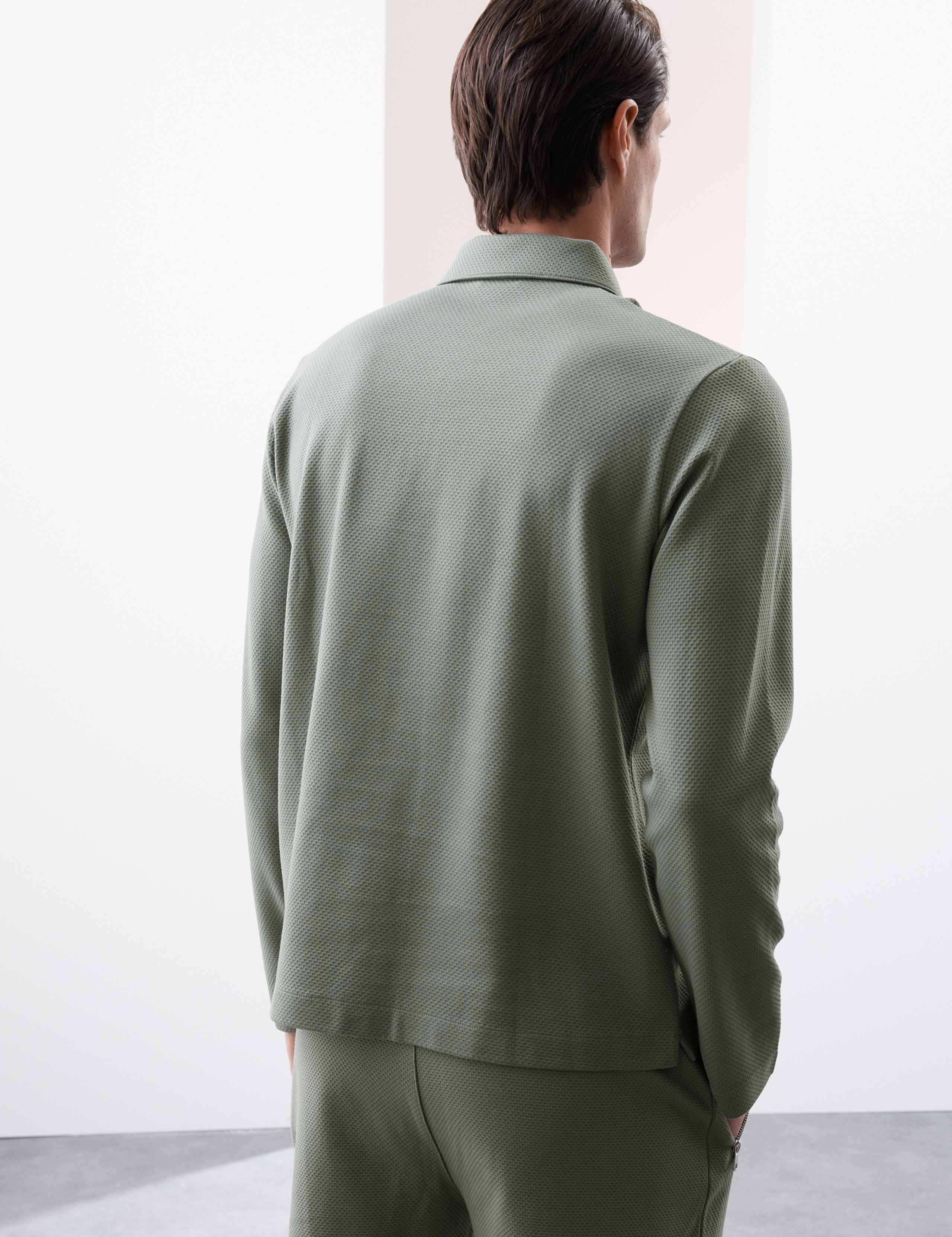 Cotton Rich Waffle Half Zip Long Sleeve Top 4 of 6