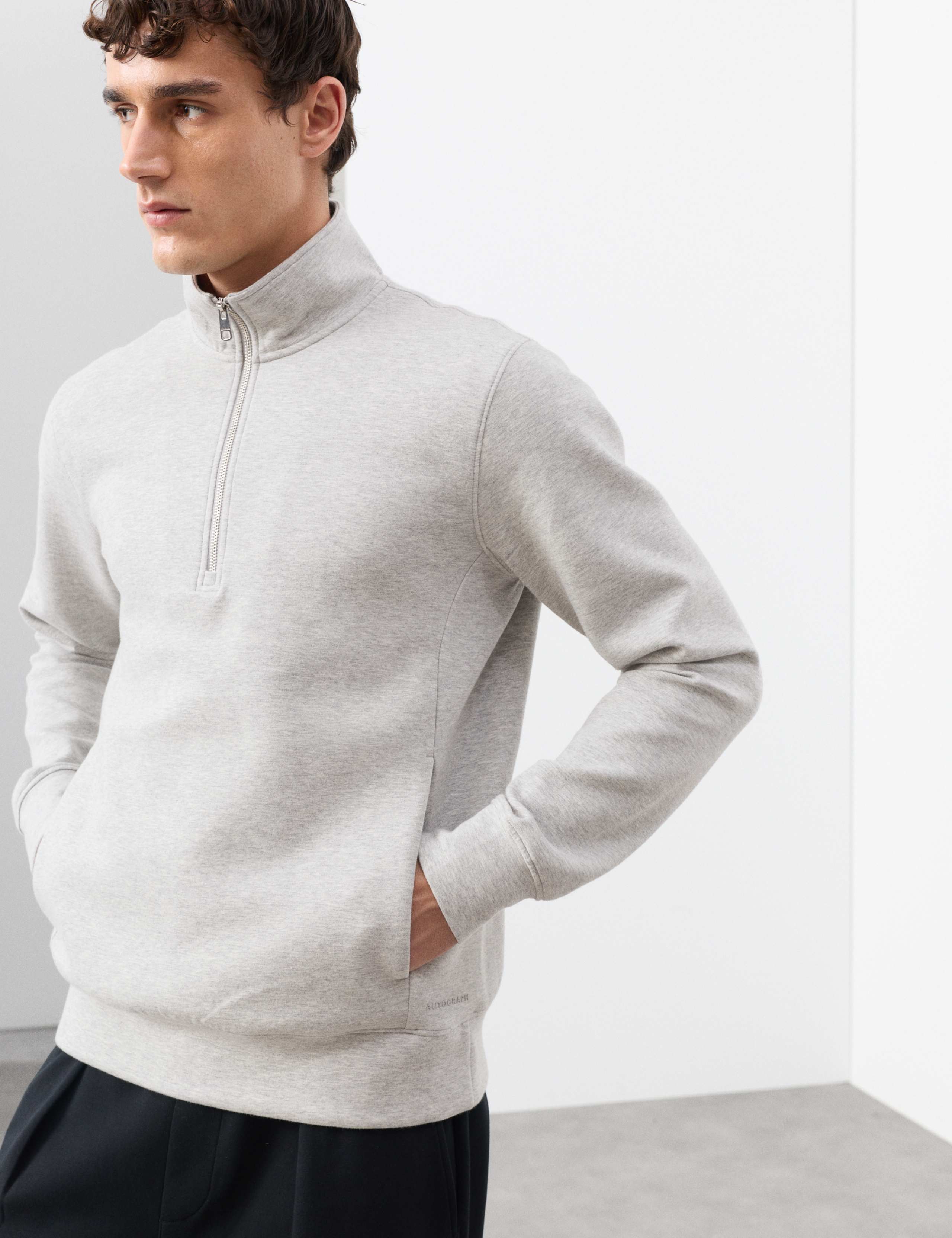 Cotton Rich Half Zip Sweatshirt 1 of 7