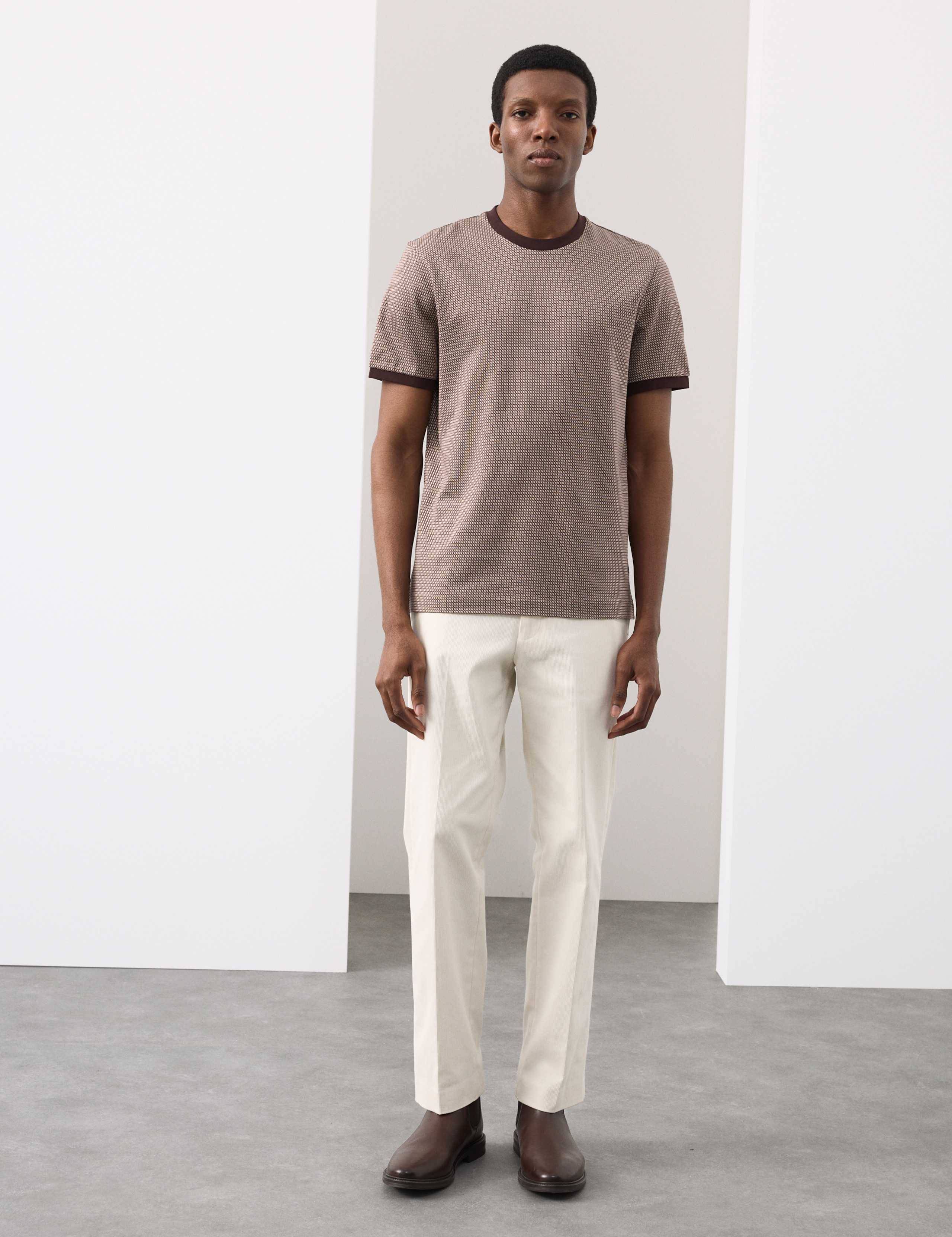 Pure Cotton Geometric Jacquard T shirt 1 of 8