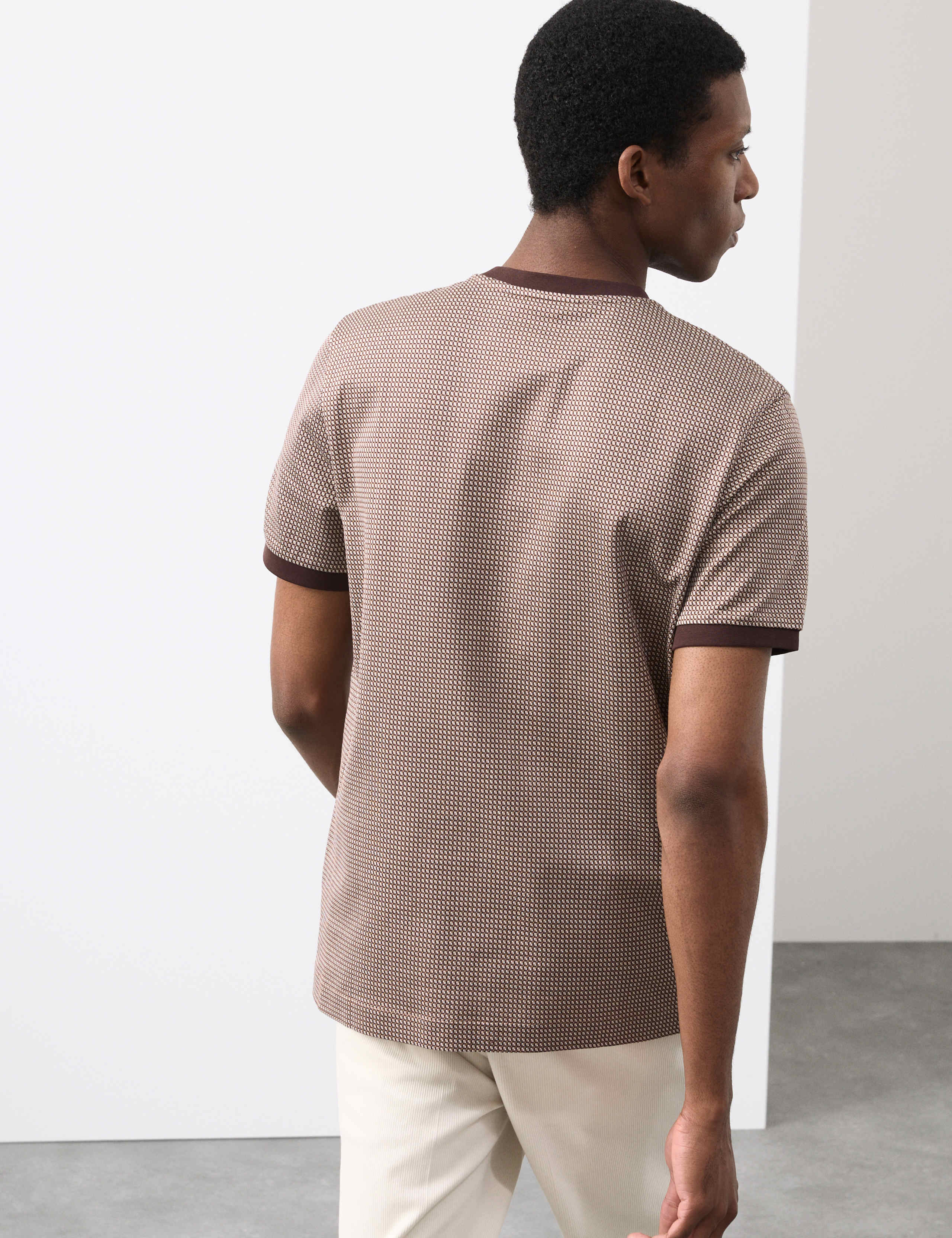 Pure Cotton Geometric Jacquard T shirt 3 of 8