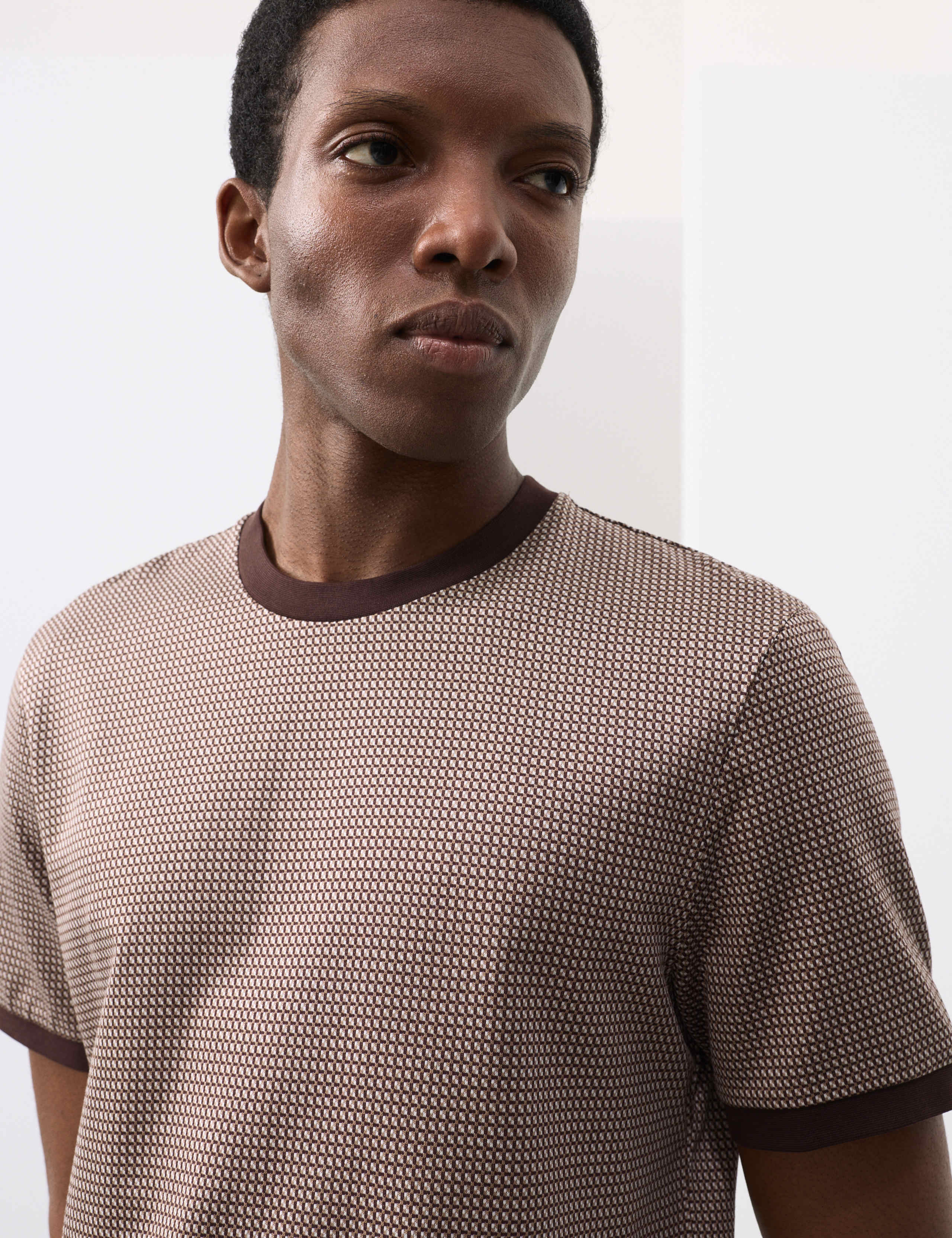 Pure Cotton Geometric Jacquard T shirt 4 of 8