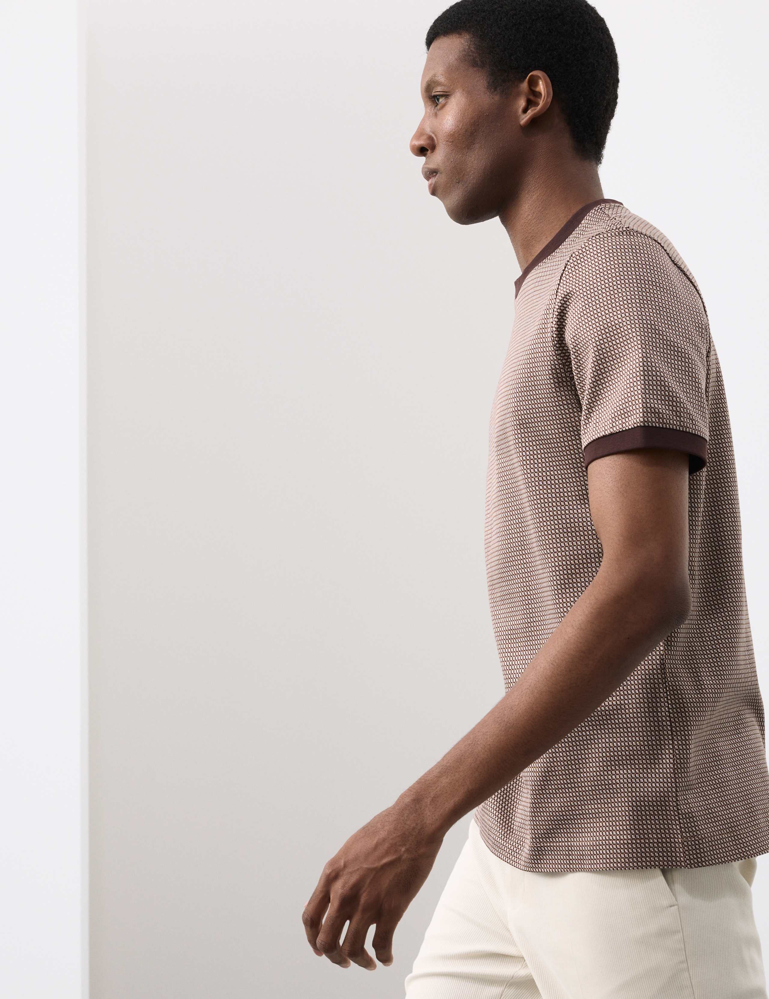 Pure Cotton Geometric Jacquard T shirt 6 of 8