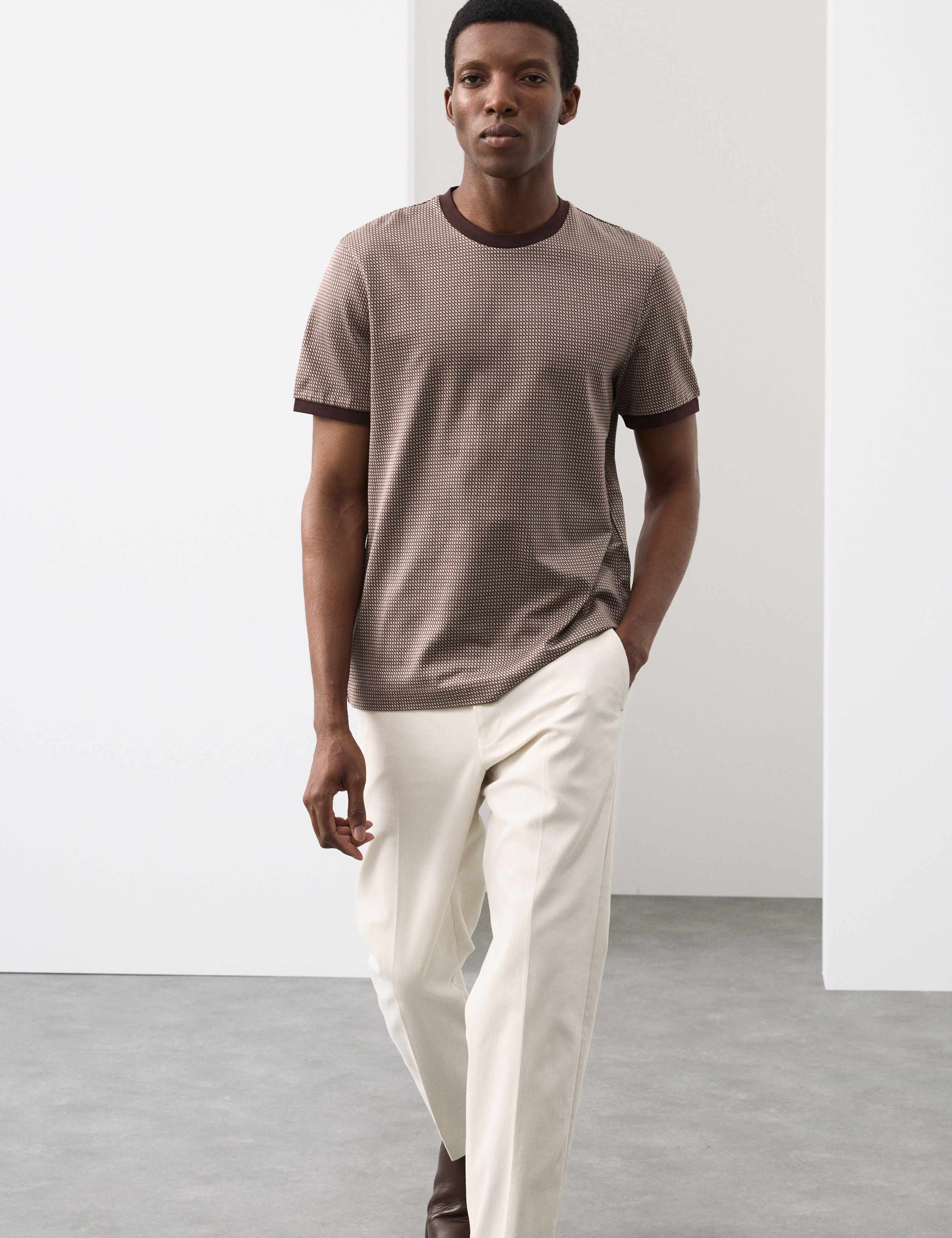 Pure Cotton Geometric Jacquard T shirt 7 of 8