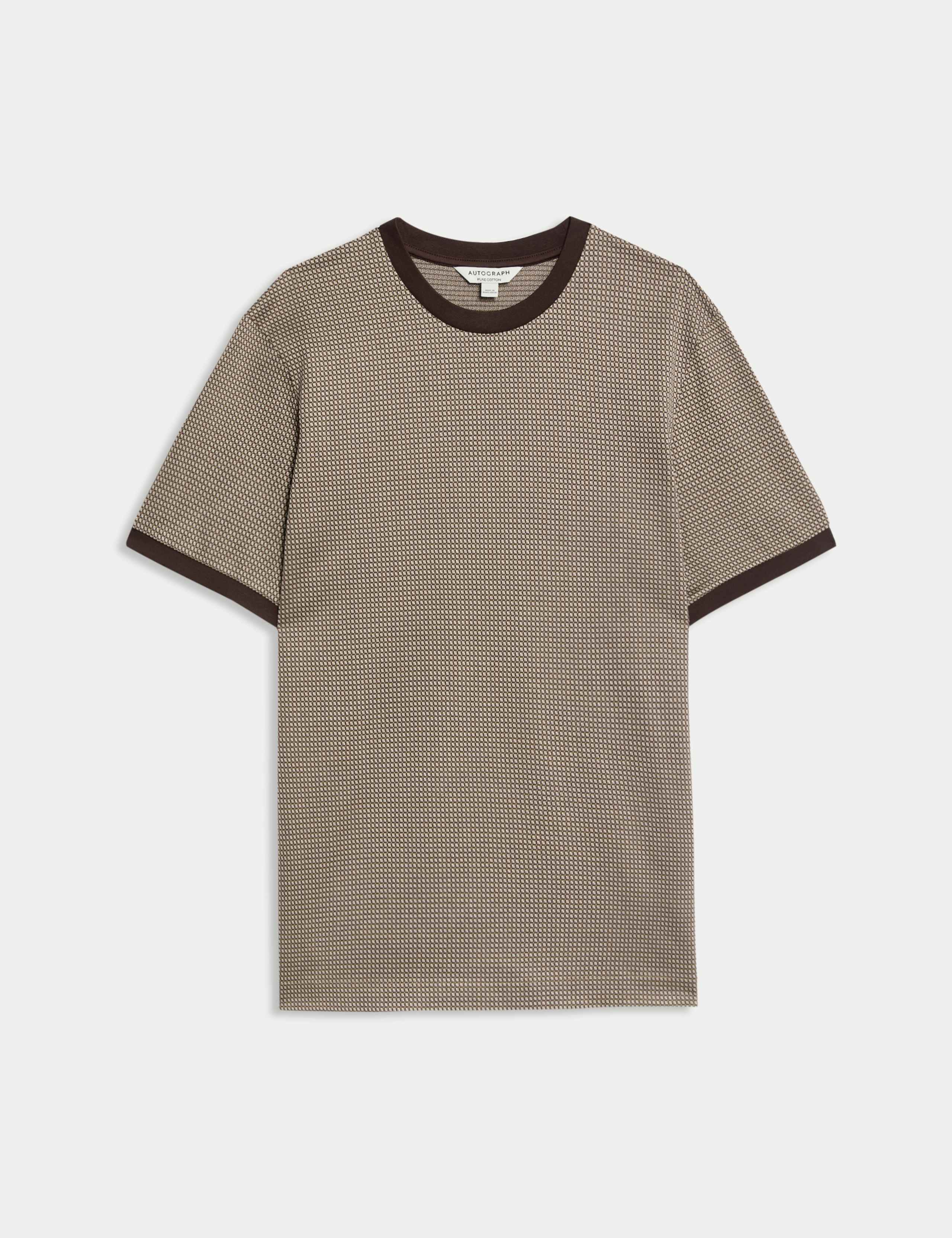 Pure Cotton Geometric Jacquard T shirt 2 of 8