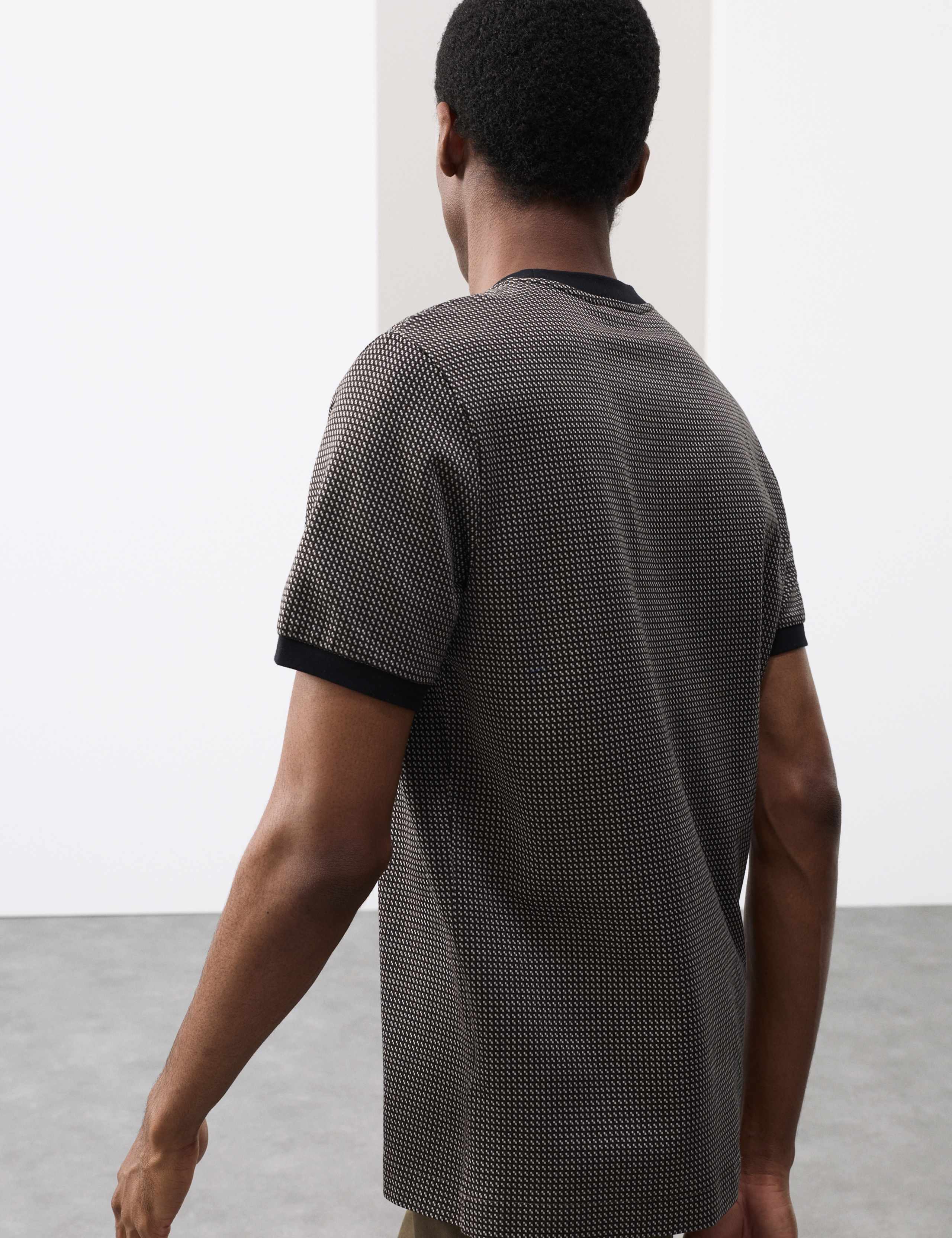 Pure Cotton Geometric Jacquard T shirt 3 of 4
