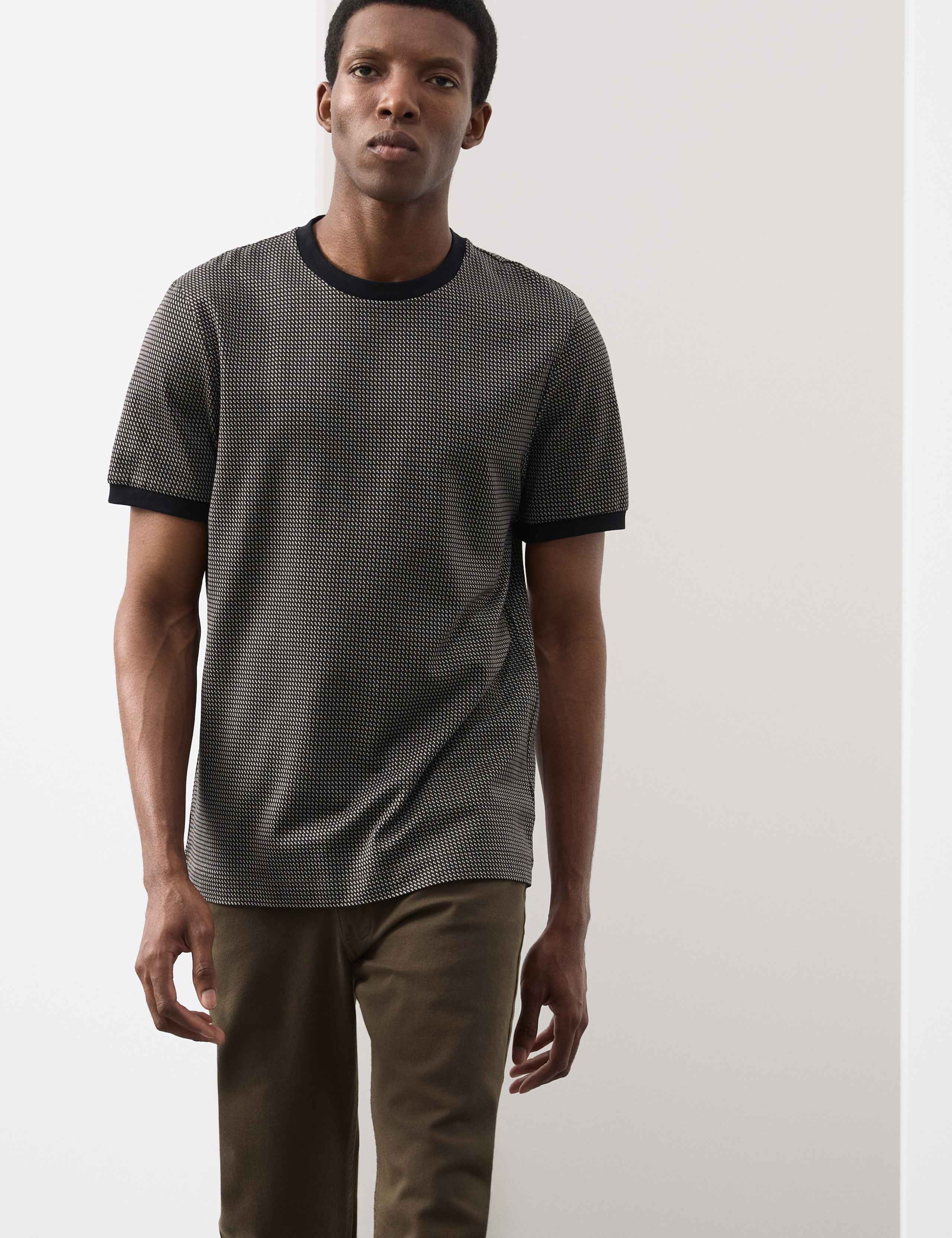 Pure Cotton Geometric Jacquard T shirt 4 of 4