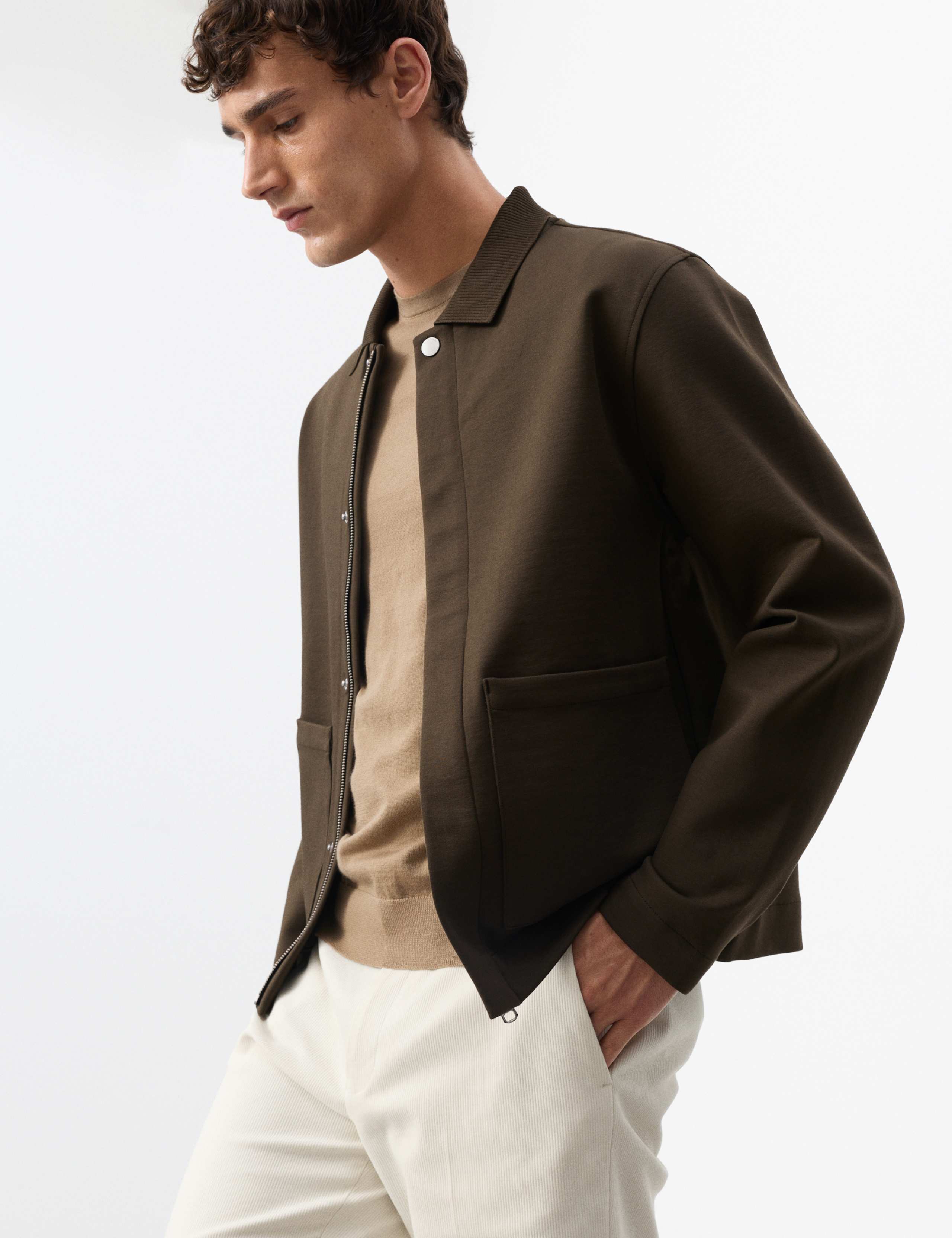 Cotton Rich Zip Up Overshirt 1 of 7