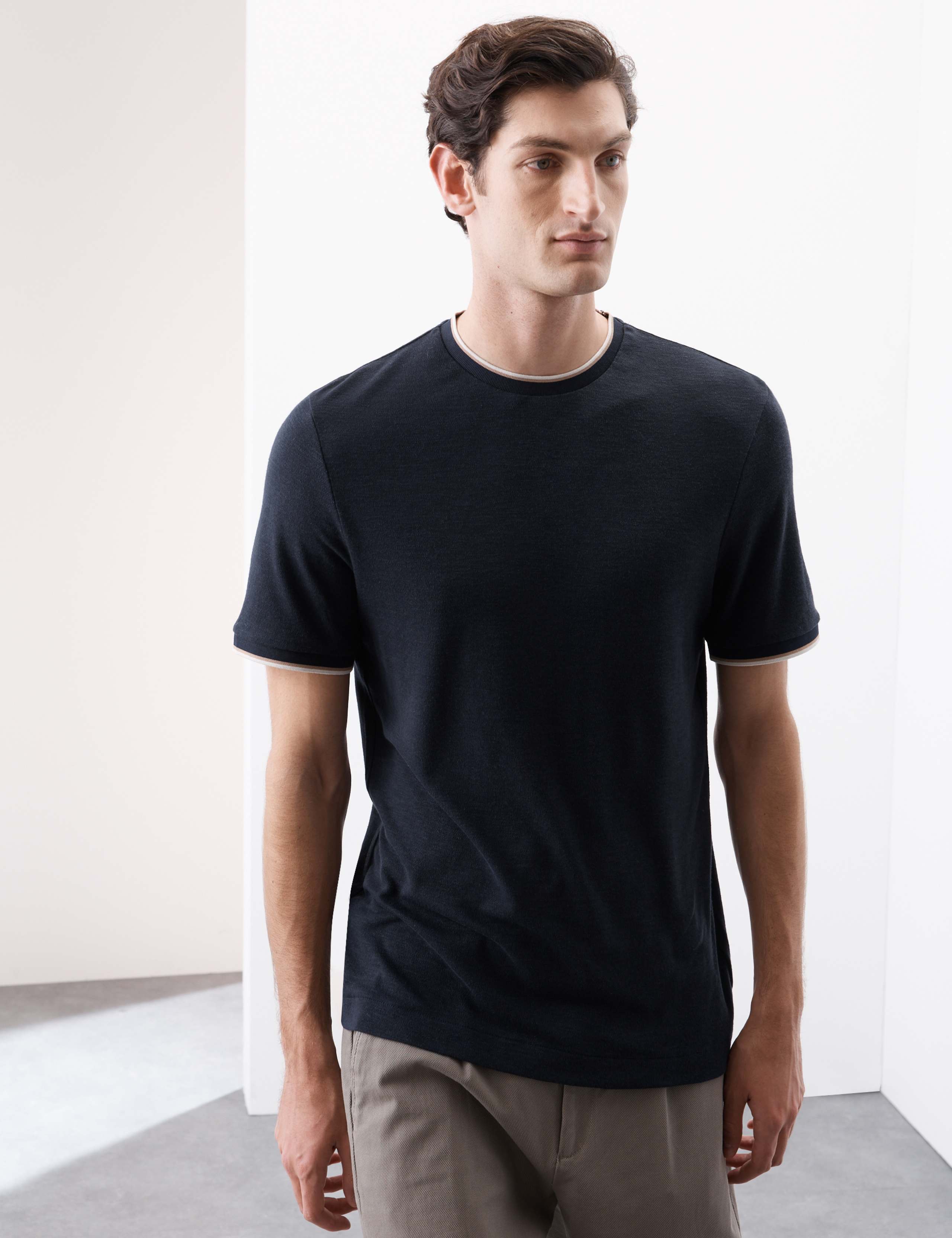 Linen Blend Crew Neck T-Shirt 6 of 6