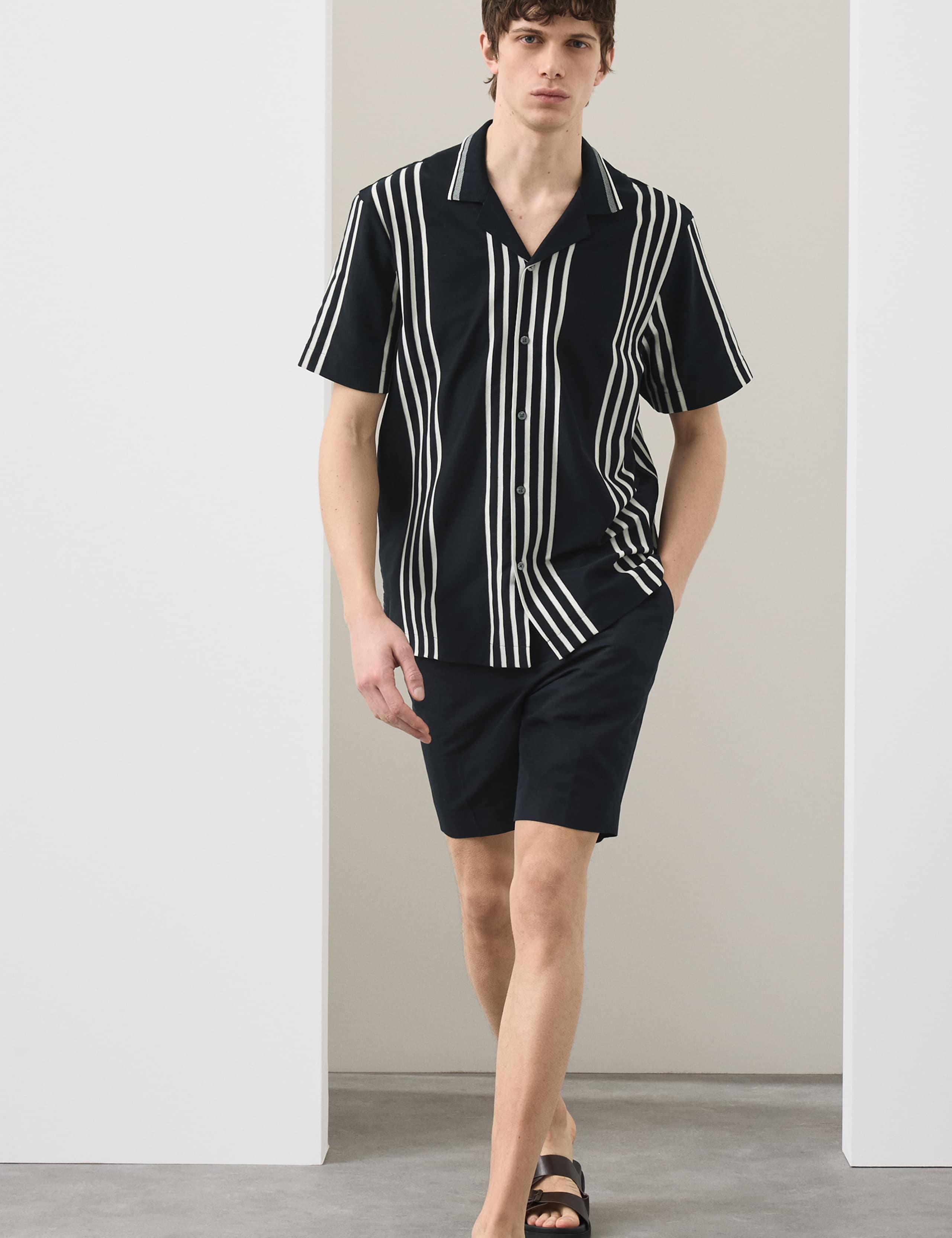 Pure Cotton Textured Revere Polo Shirt 1 of 5